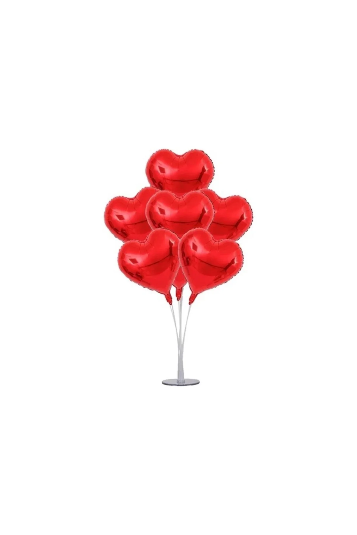 Ayaklı Kalp Balon Standı + Kırmızı Folyo Kalp Balonlar