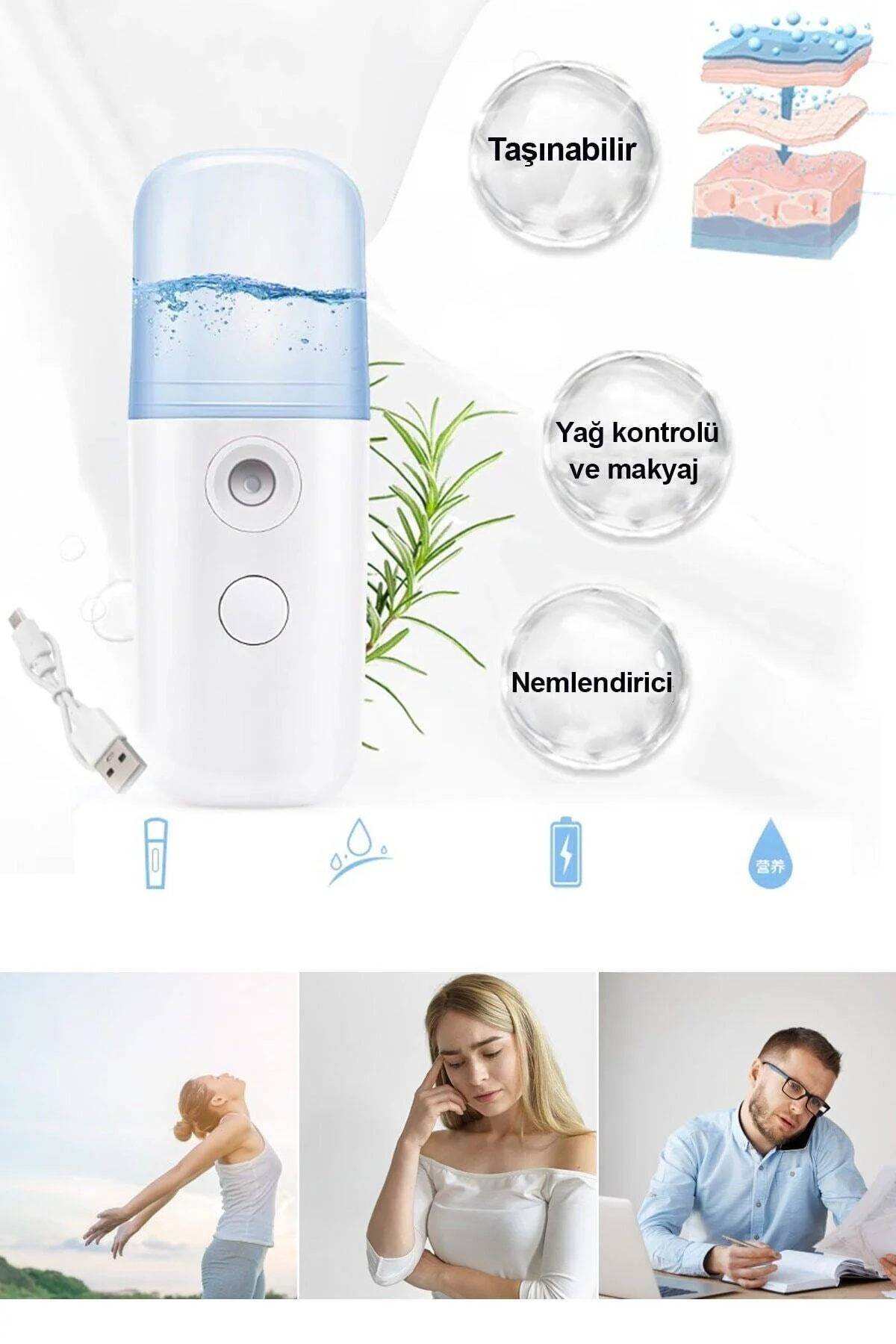 Nano Mist Sprey Yüz Nemlendirici Ve Gözenek Açıcı Soğuk Buhar - Sildne Görsel 3