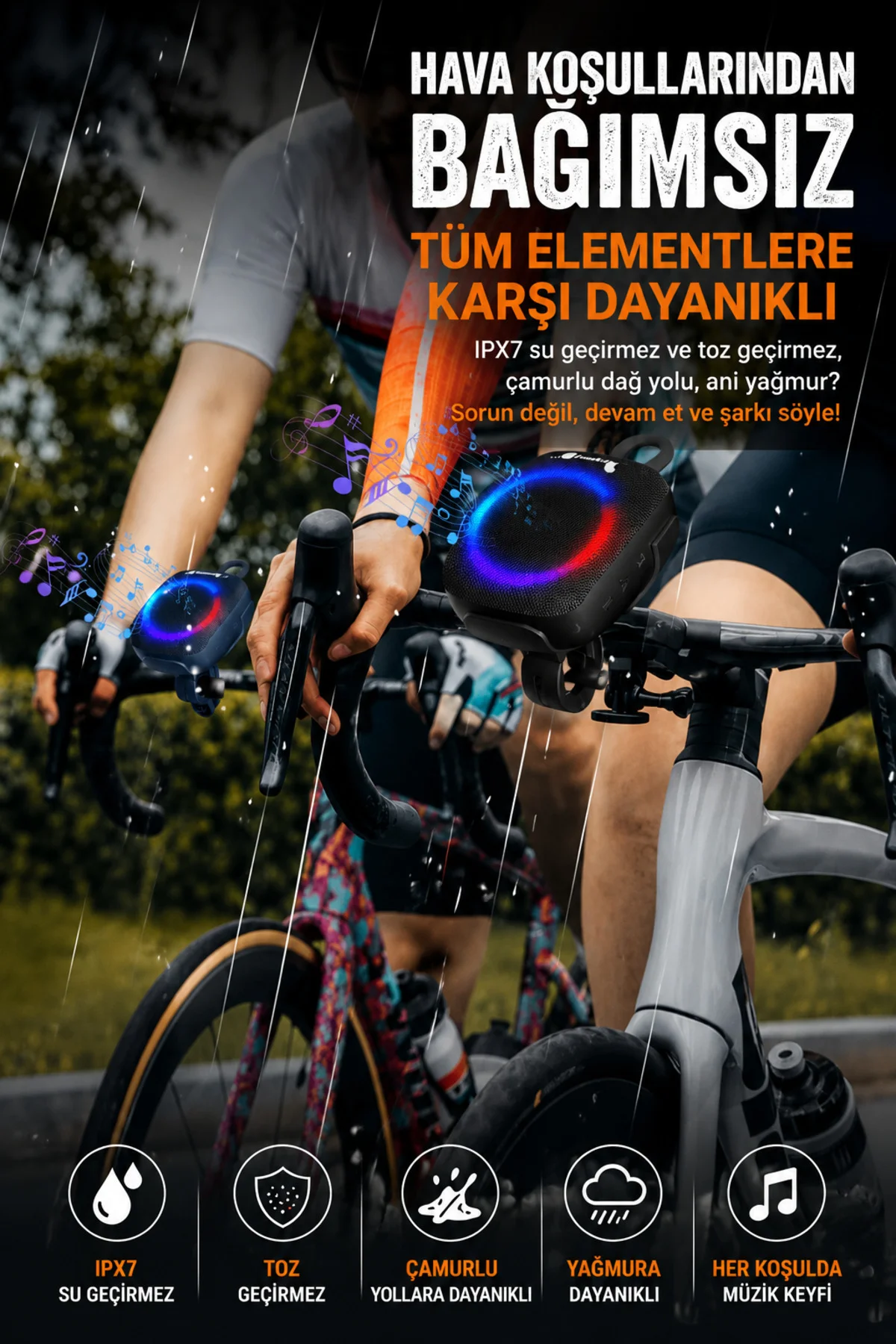 Wıreless Bluetooth Portable Speaker Bs-296 8w Rgb Kablosuz Hoparlör Scooter Ve Bisiklet Uyumlu Bluet - pazariz Görsel 4