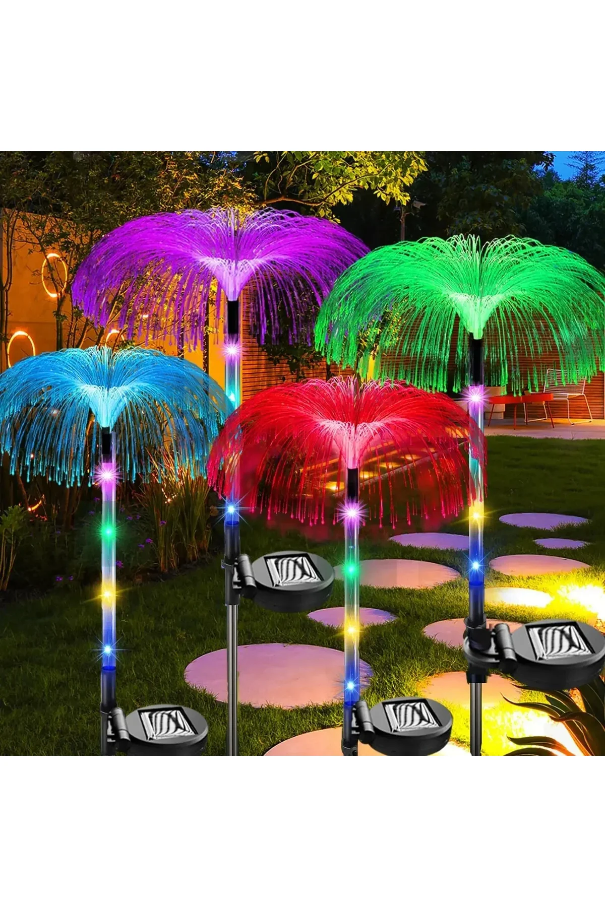 Solar Güneş Enerjili Bahçe Aydınlatması Denizanası Bahçe Işıkları Su Geçirmez Fiber Optik Rgb - pazariz Görsel 6