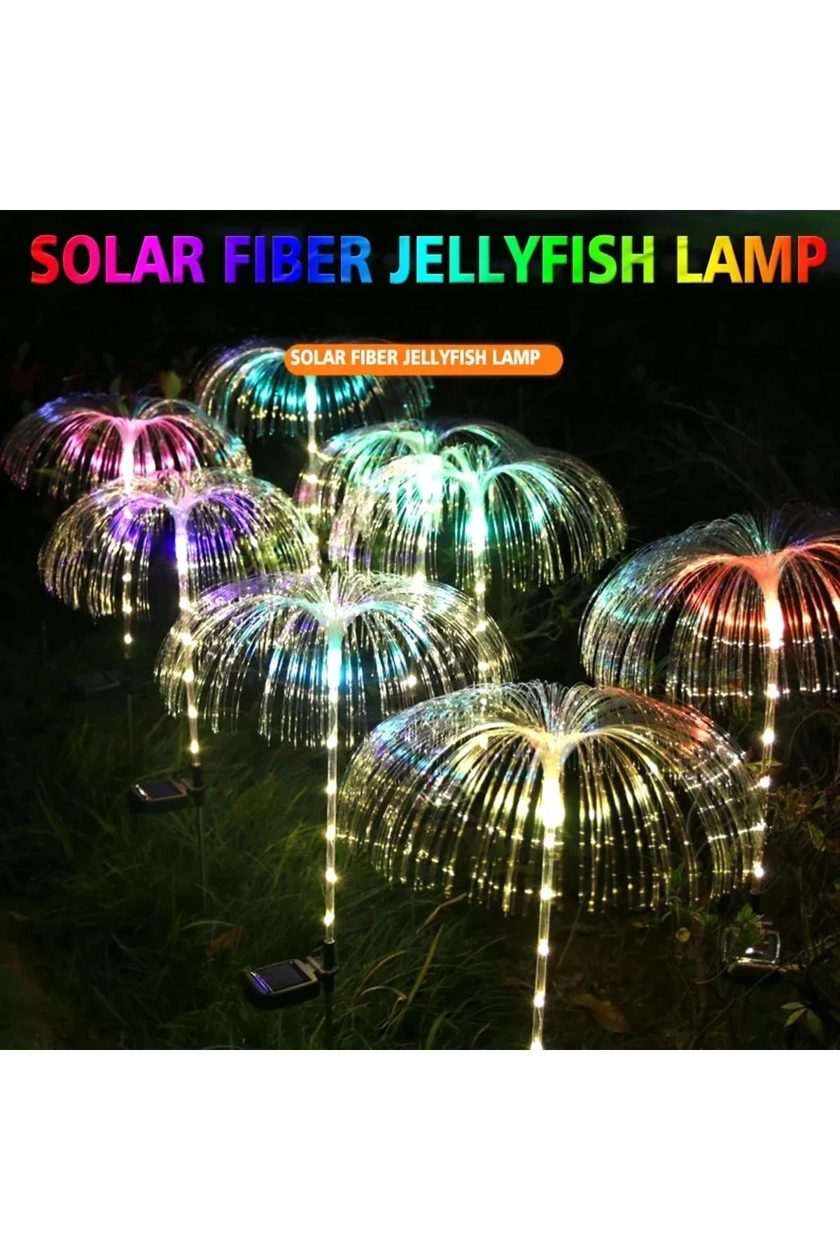 Solar Güneş Enerjili Bahçe Aydınlatması Denizanası Bahçe Işıkları Su Geçirmez Fiber Optik Rgb - pazariz Görsel 3