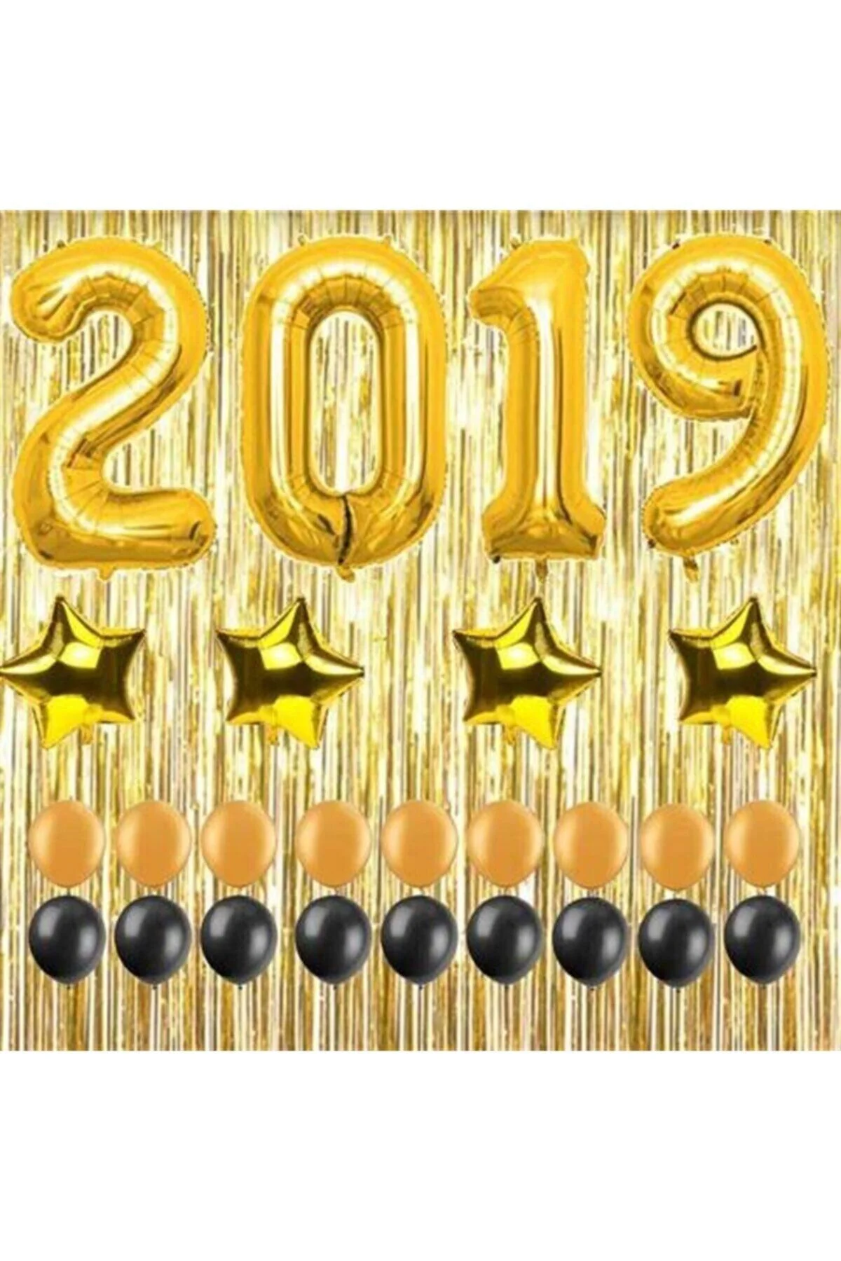 Fırsat Ayı Balon 2019 Rakam Balon Seti -90 Cm Gold - Balon Pompası