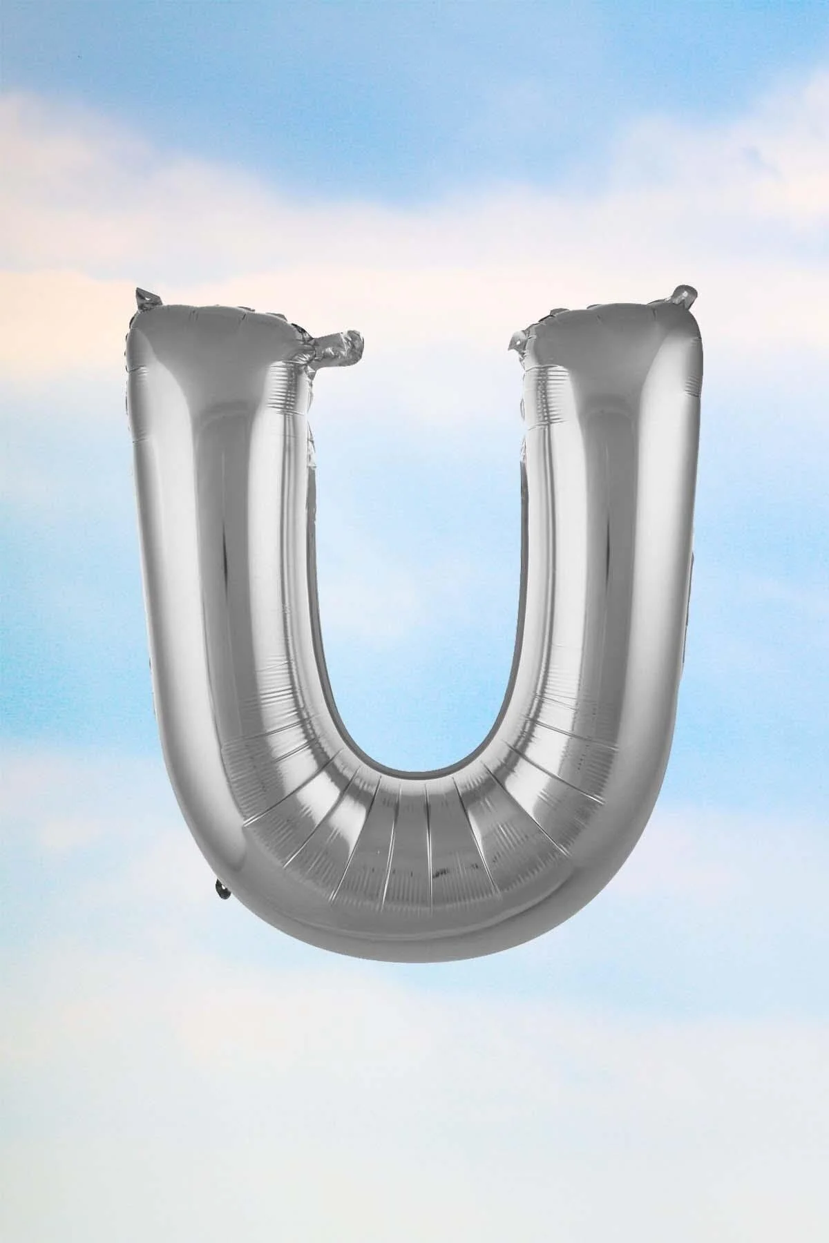 U Harfi Gümüş Folyo Balon 100 Cm 40 Inç 1 Metre Silver