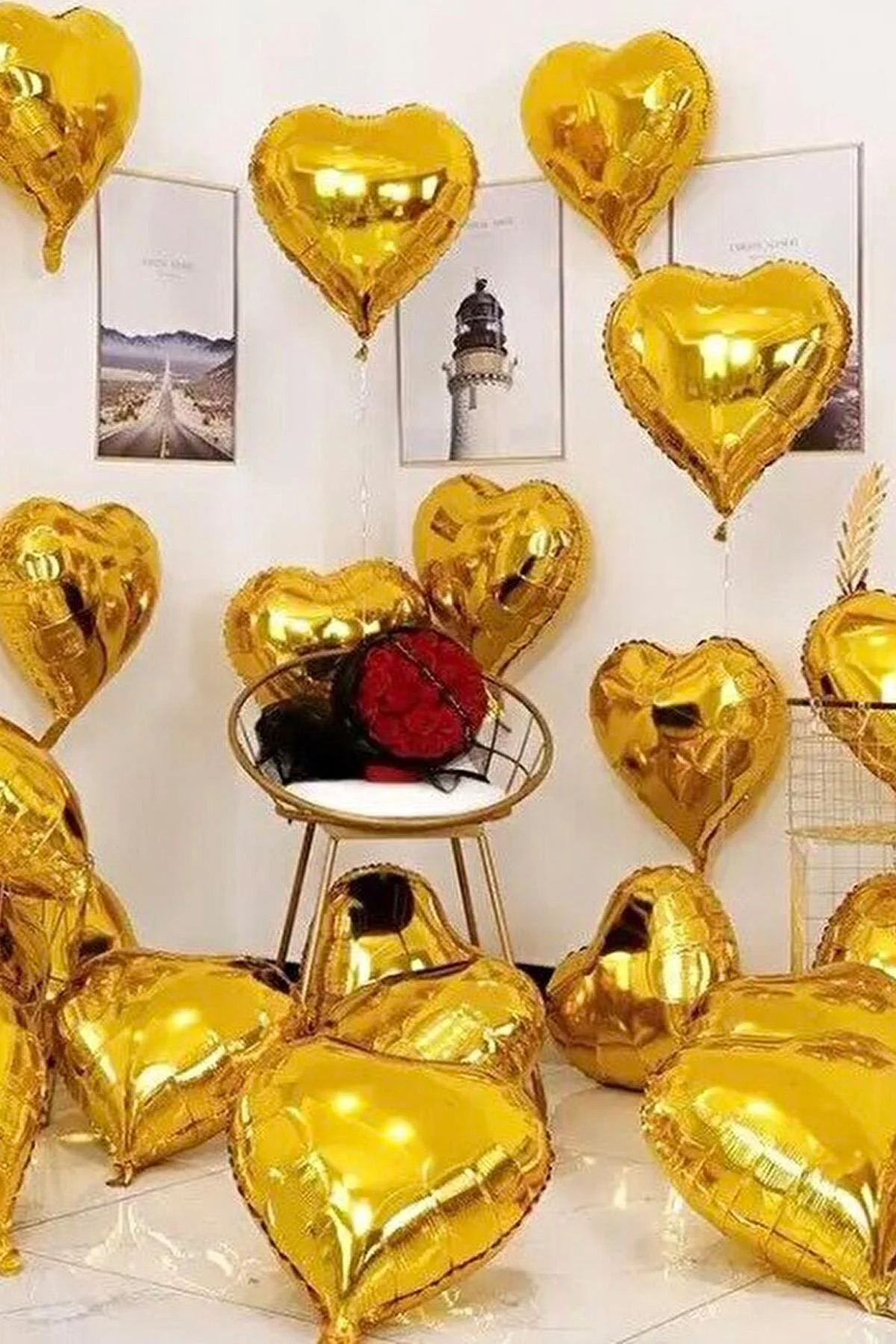 Gold Kalp Folyo Balon Parlak Kalp Balon 18" 45cm - PEKSHOP Görsel 2