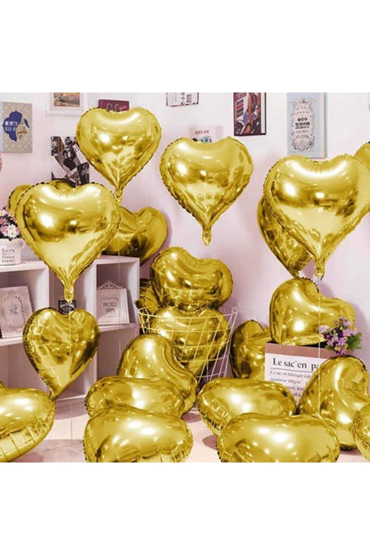 Gold Kalp Folyo Balon 60 Cm - Partioutlet Görsel 3