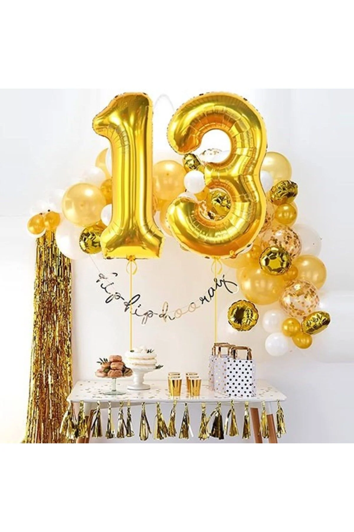 5 Rakam Folyo Balon Gold 100 cm - Partioutlet Görsel 3