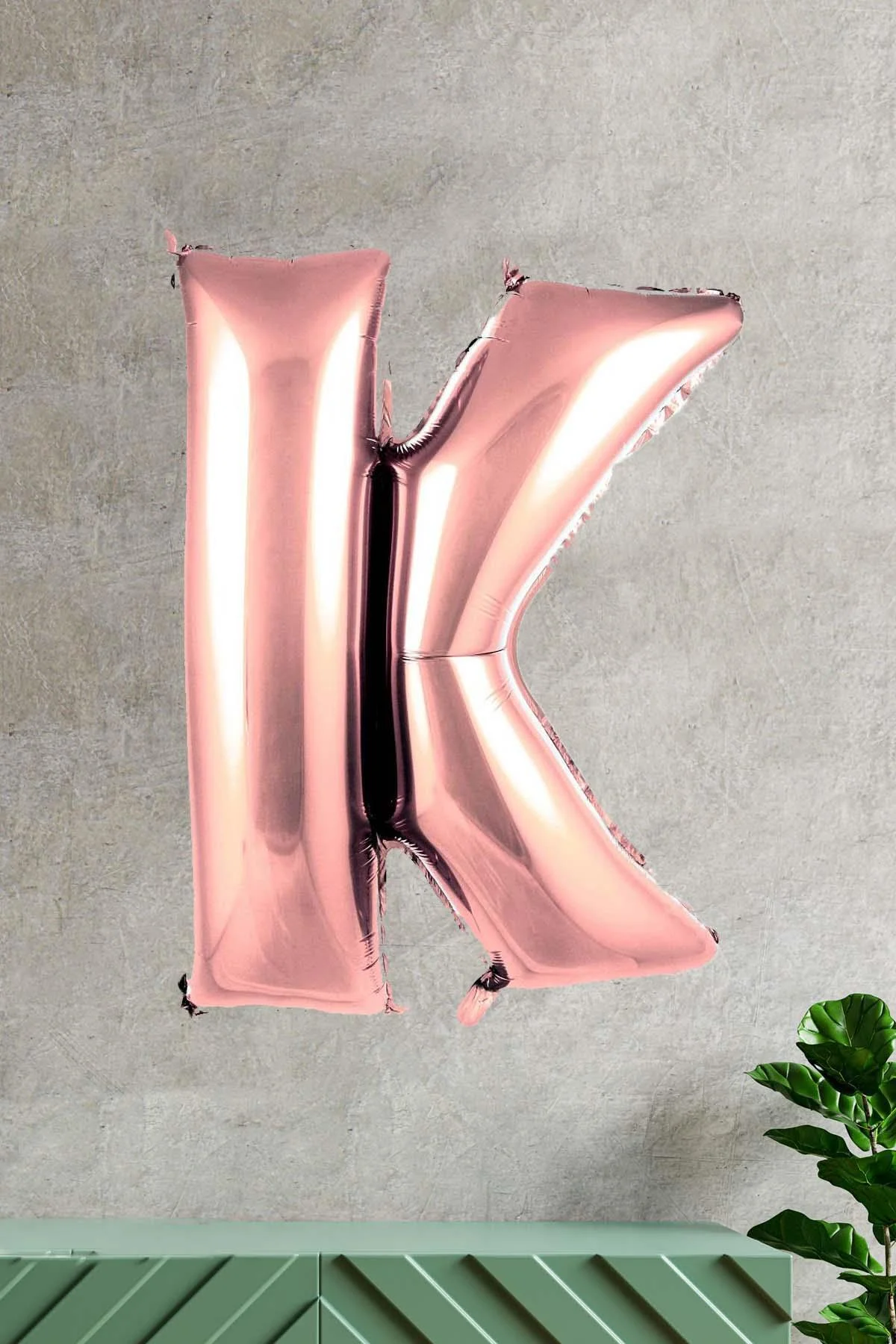 K Harfi Rose Gold Folyo Balon 100 Cm 40 Inç 1 Metre Baş Harf Balon