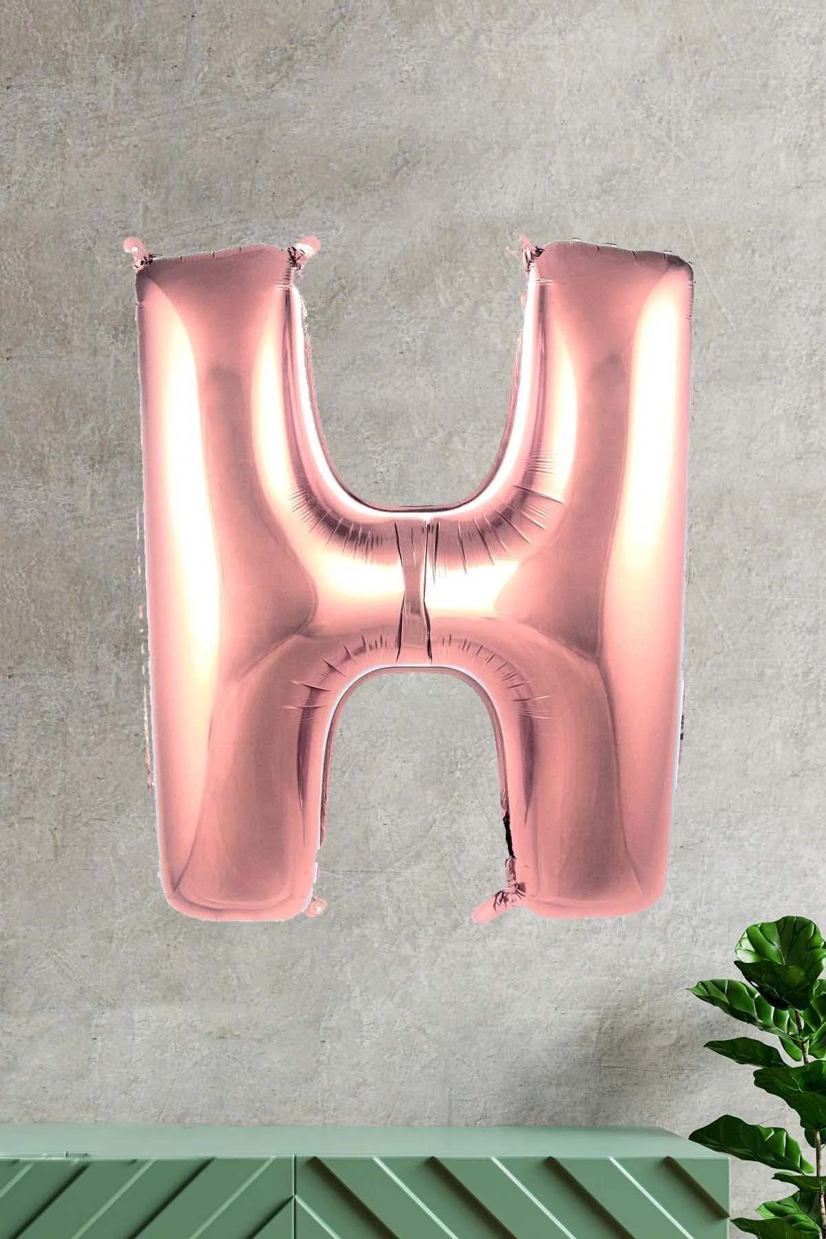 H Harfi Rose Gold Folyo Balon 100 Cm 40 Inç 1 Metre Baş Harf Balon