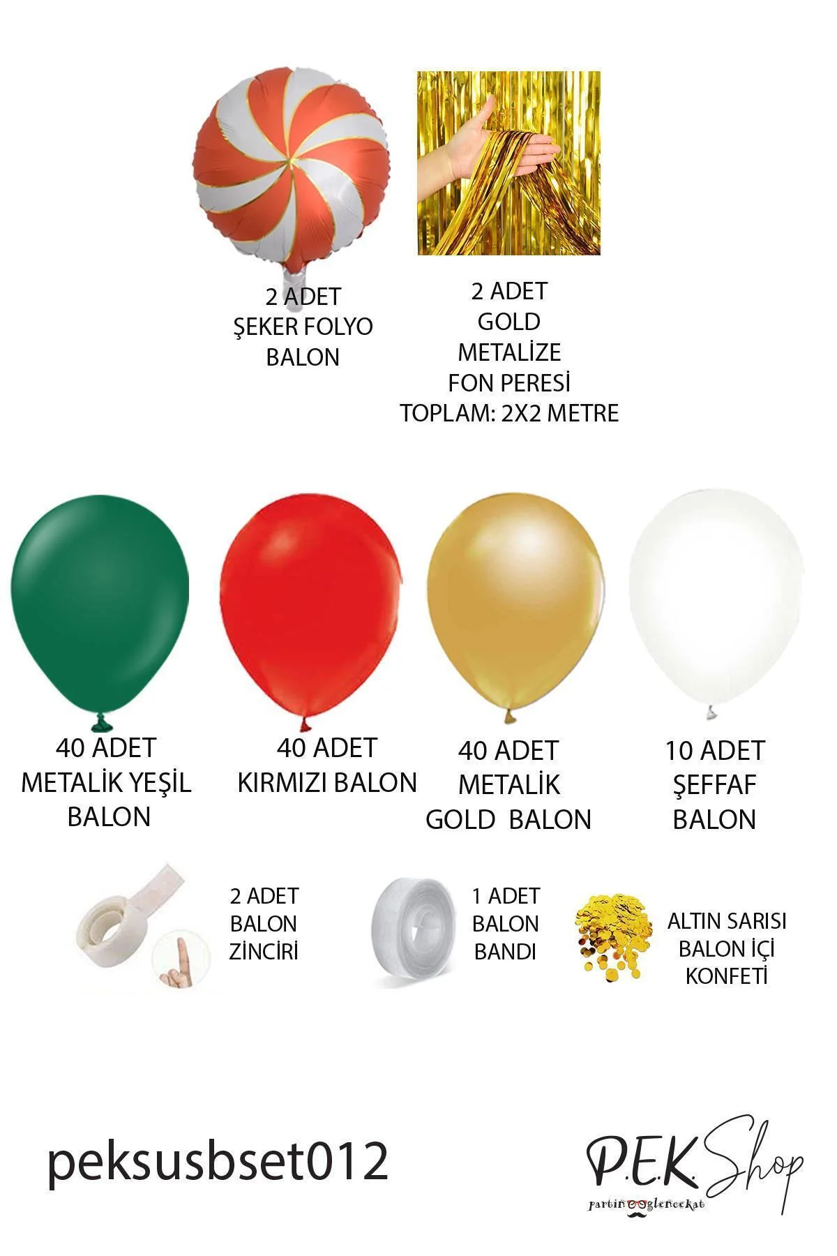Lüks Yılbaşı Balon Paketi 138 Parça Lüks Yılbaşı Süsleri Büyük Yılbaşı Balon Zinciri - PEKSHOP Görsel 2