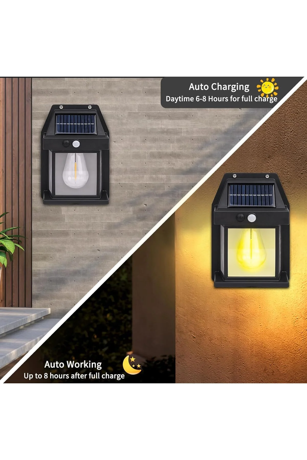 Solar Enerjili Led Bahçe Aydınlatması Su Geçirmez Lamba Bahçe Garaj Ev Aydınlatma Siyah 2 Ad
