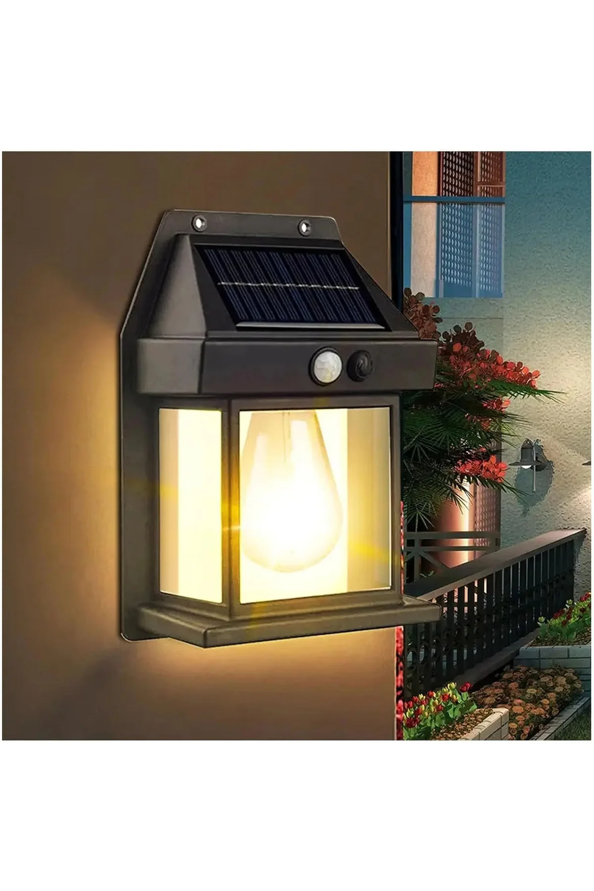 Solar Enerjili Led Bahçe Aydınlatması Su Geçirmez Lamba Bahçe Garaj Ev Aydınlatma Siyah 2 Ad - pazariz Görsel 3