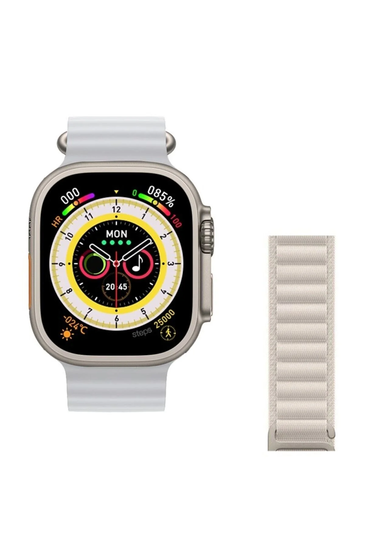 Watch 8 Ultra 49mm Amax Ultra Akıllı NFC - GPS - Kablosuz Şarj BEYAZ Kordonunu Seç