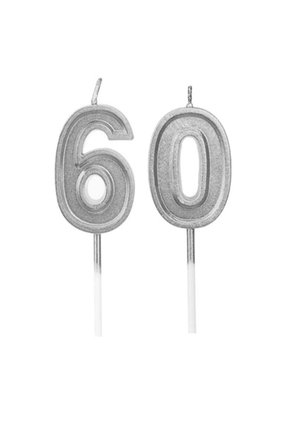 60 Yaş Gümüş Rakam Mum