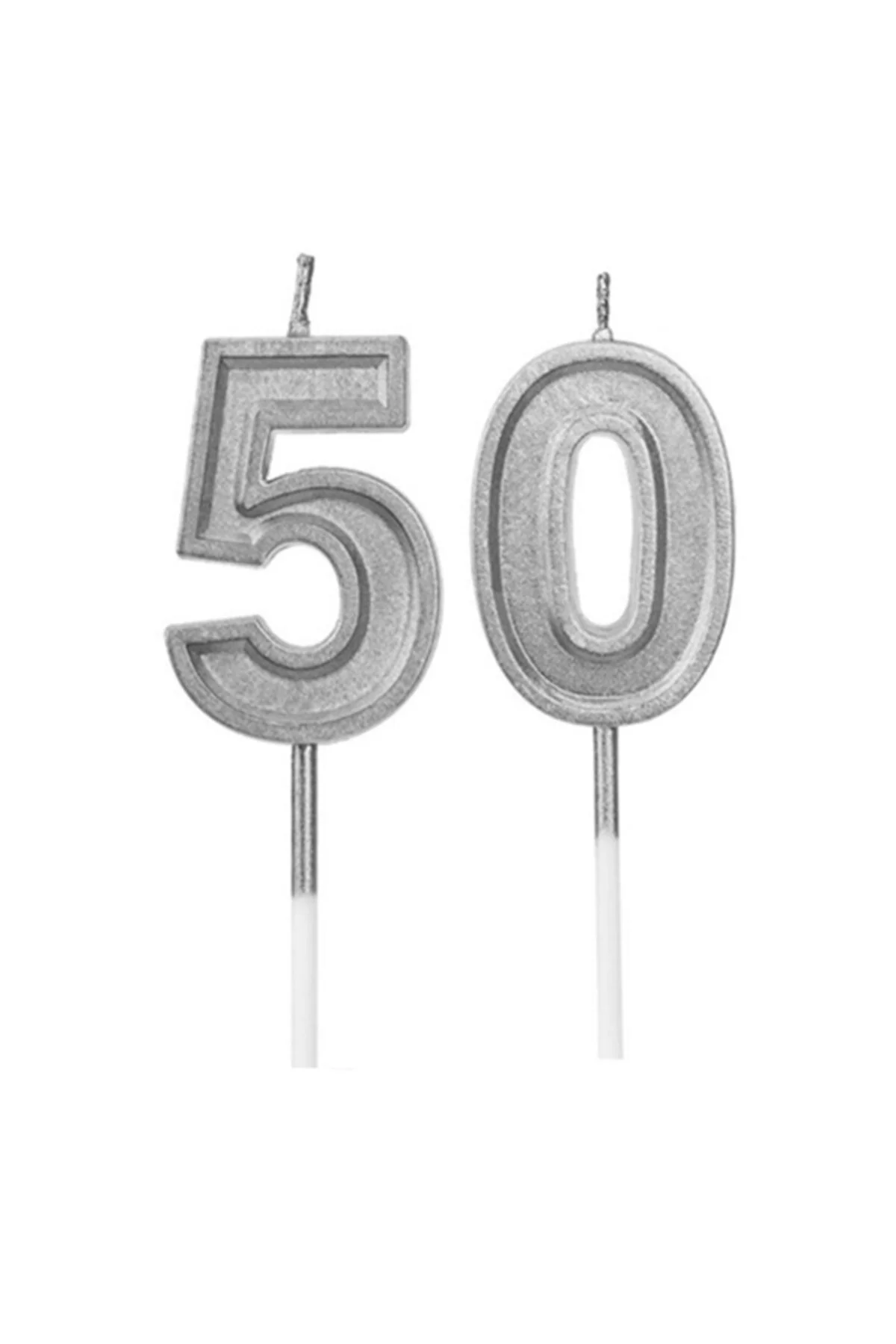50 Yaş Gümüş Rakam Mum
