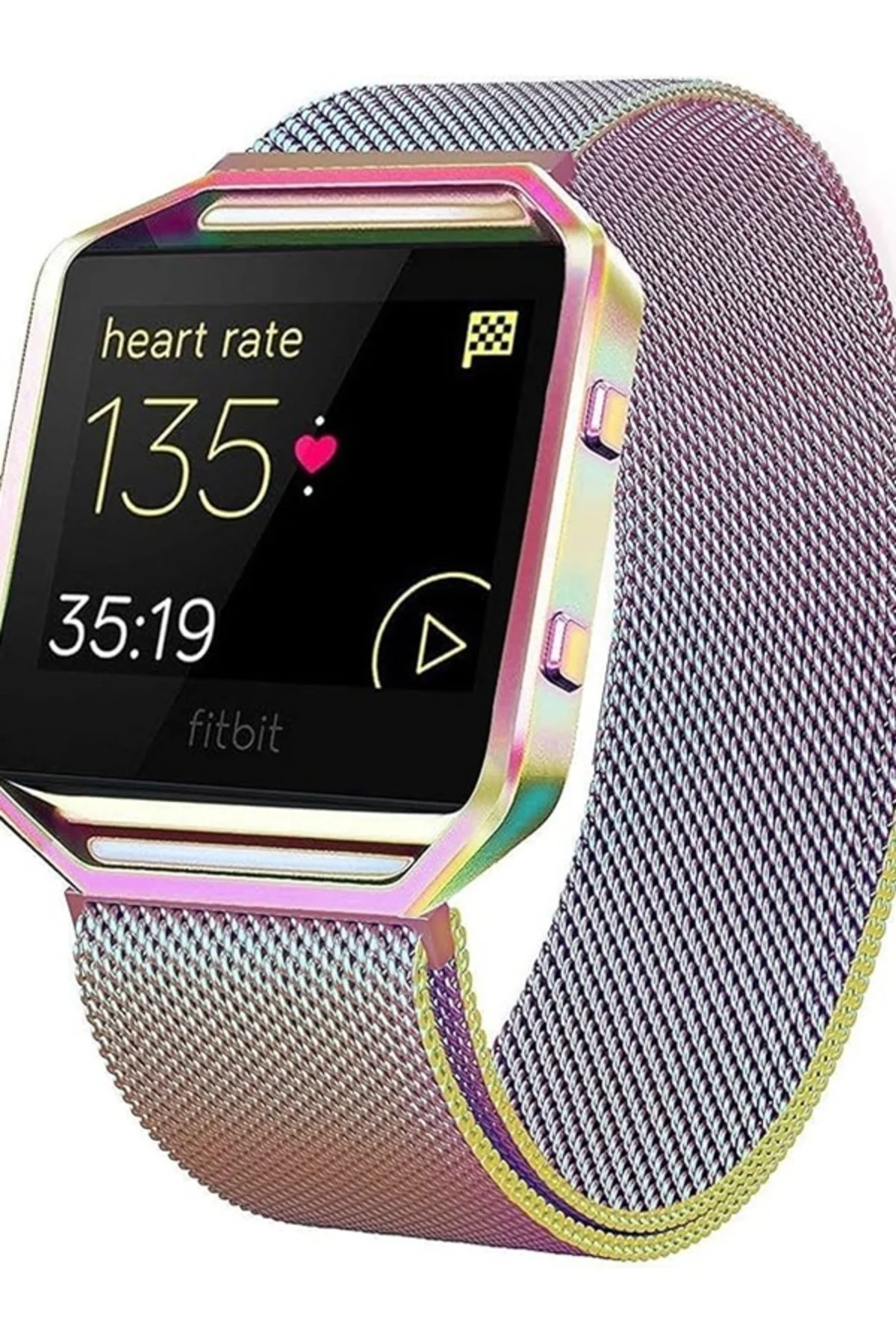 Fitbit Blaze Uyumlu Metal Mıknatıslı Milanese Kordon gökkuşağı