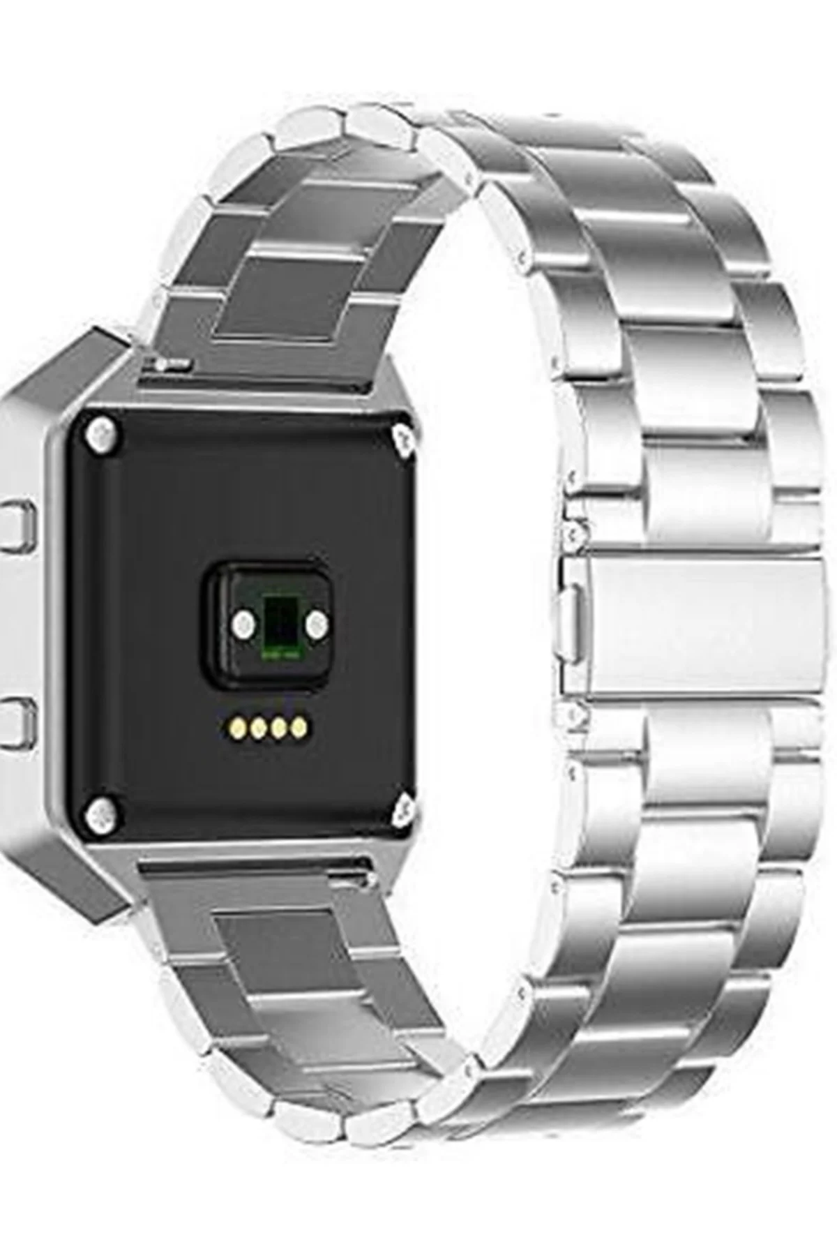 fitbit Blaze Metal Çerçeve Kelebek Toka Üç Boncuk Paslanmaz Çelik Metal Saat Kordonu gümüş - Markacase Görsel 3