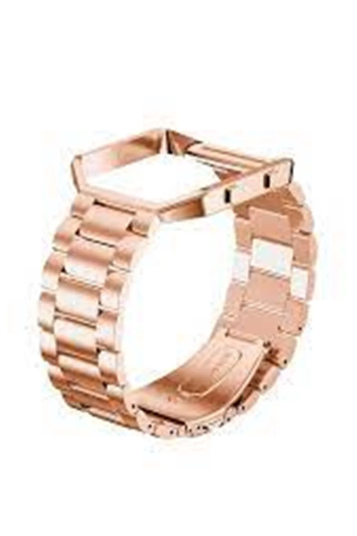 Fitbit Blaze Metal Çerçeve Kelebek Toka Üç Boncuk Paslanmaz Çelik Metal Saat Kordonu Roze Gold