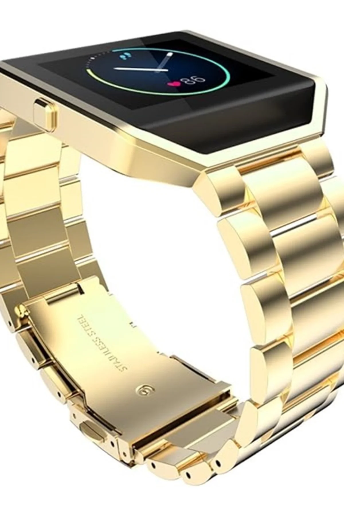 Fitbit Blaze Metal Çerçeve Kelebek Toka Üç Boncuk Paslanmaz Çelik Metal Saat Kordonu - Markacase Görsel 2