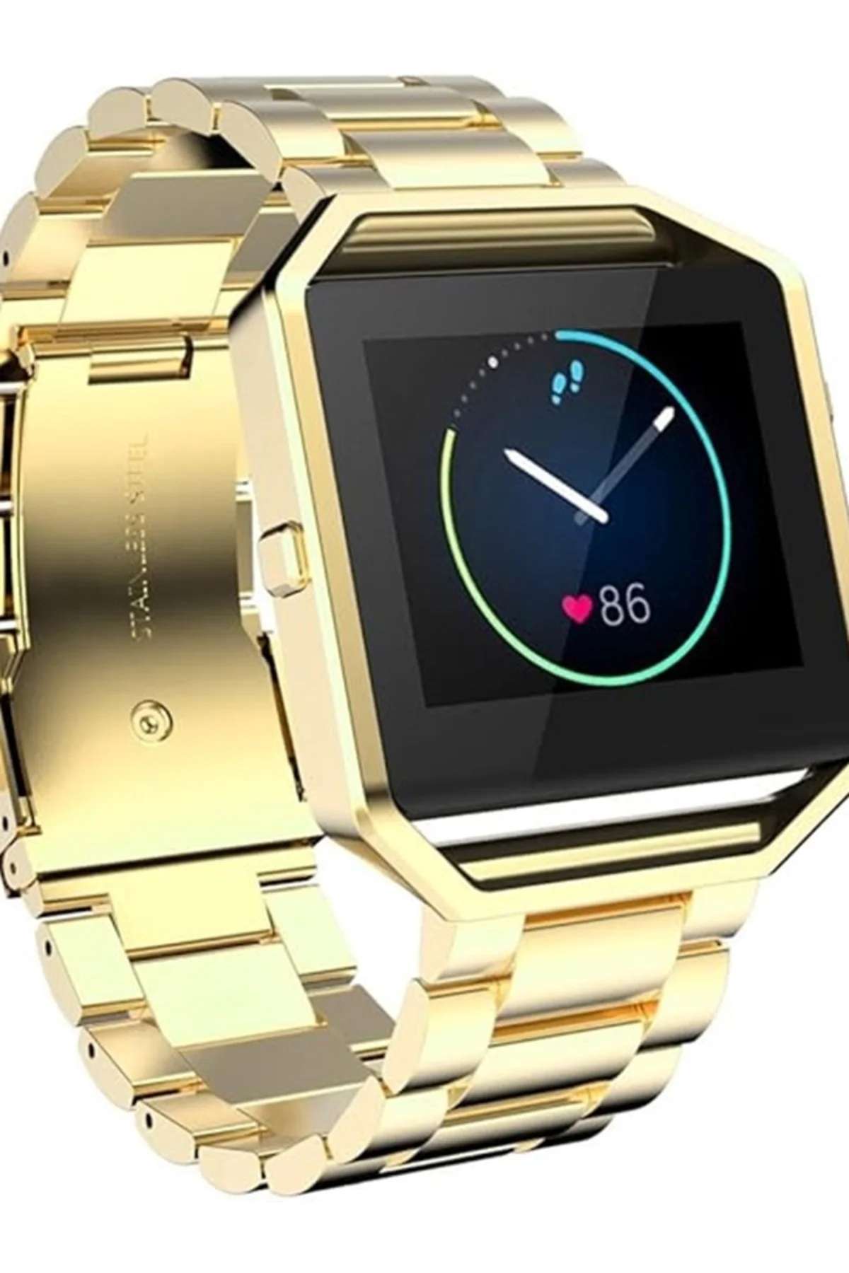 Fitbit Blaze Metal Çerçeve Kelebek Toka Üç Boncuk Paslanmaz Çelik Metal Saat Kordonu