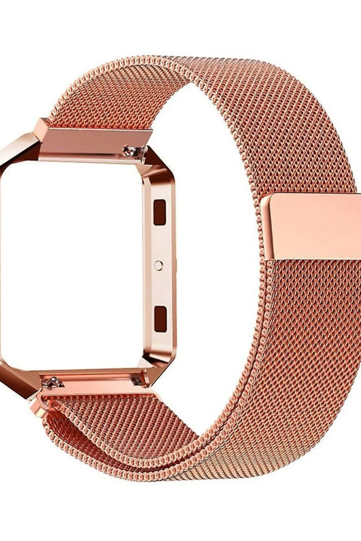 Fitbit Blaze Uyumlu Metal Mıknatıslı Milanese Kordon Roze Gold - Markacase Görsel 2