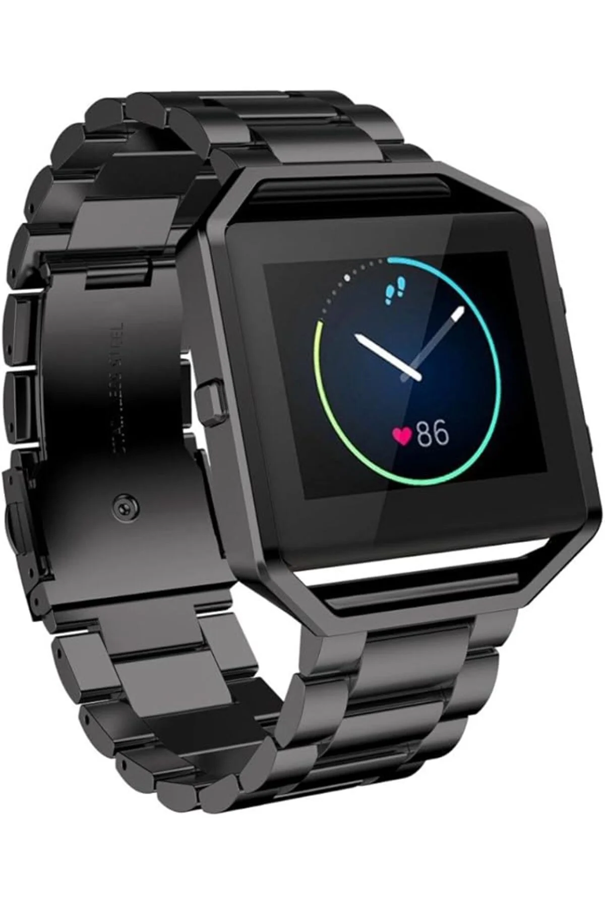 fitbit Blaze Metal Çerçeve Kelebek Toka Üç Boncuk Paslanmaz Çelik Metal Saat Kordonu