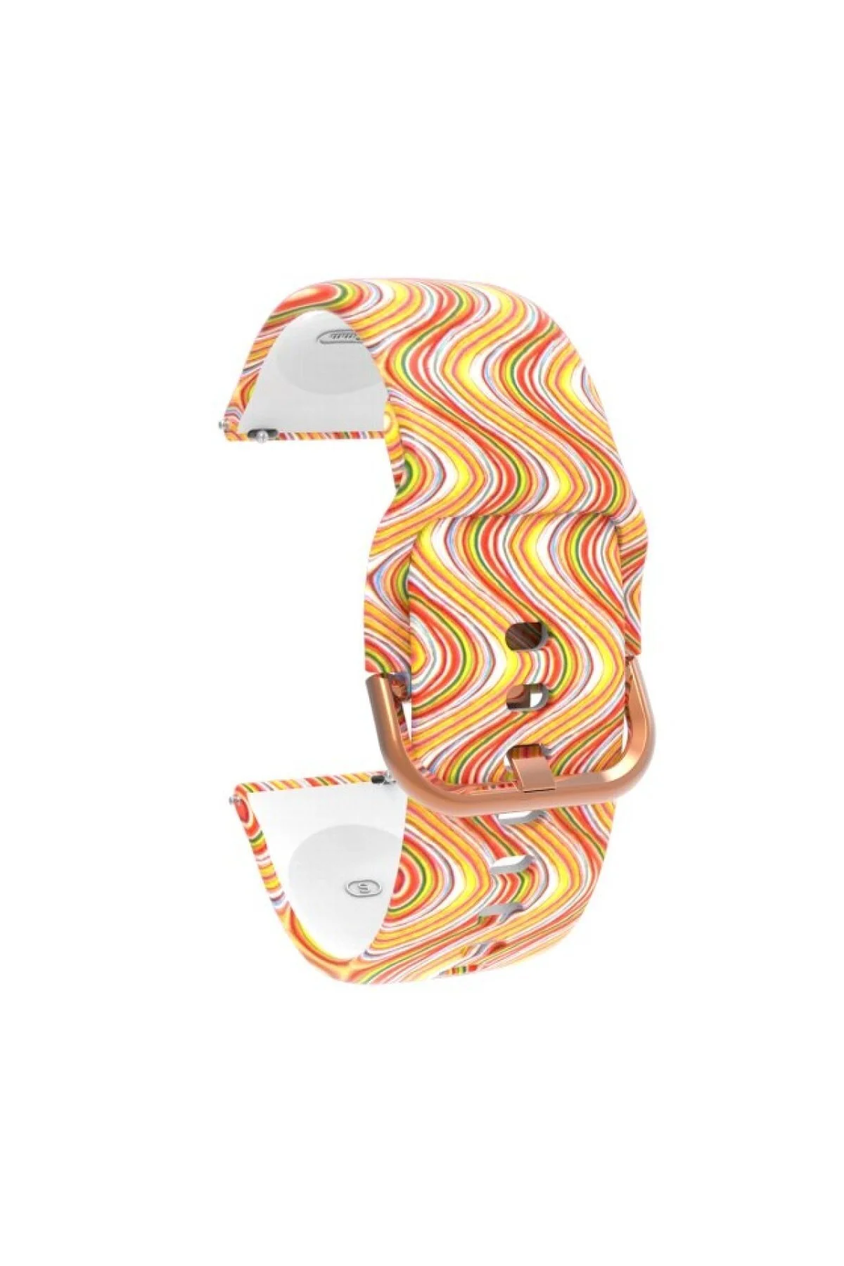 Samsung Gear 2(r380 - R381 - R382) Uyumlu Desenli Silikon Kordon Dalgalı Gökkuşağı