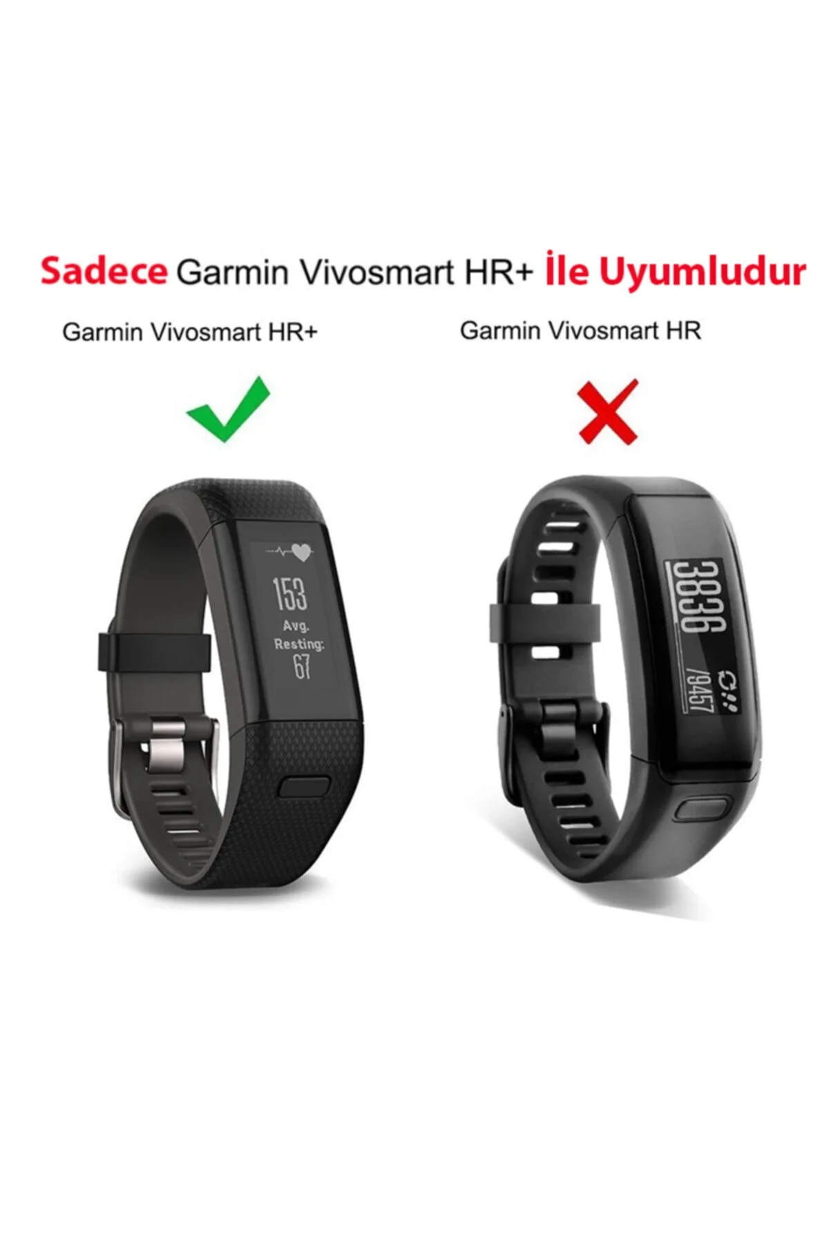Garmin Vivosmart Hr+ Için Silikon Kordon Siyah - Markacase Görsel 2