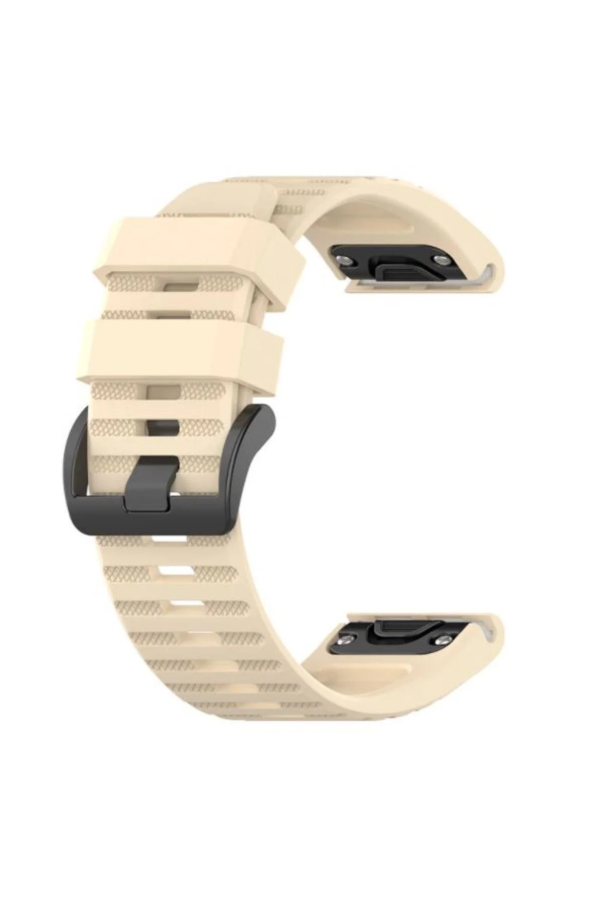 Garmin Fenix 5 - 5 Sapphire - 5 Plus Uyumlu Quick Fit Özellikli Silikon Kordon Kayış Krem