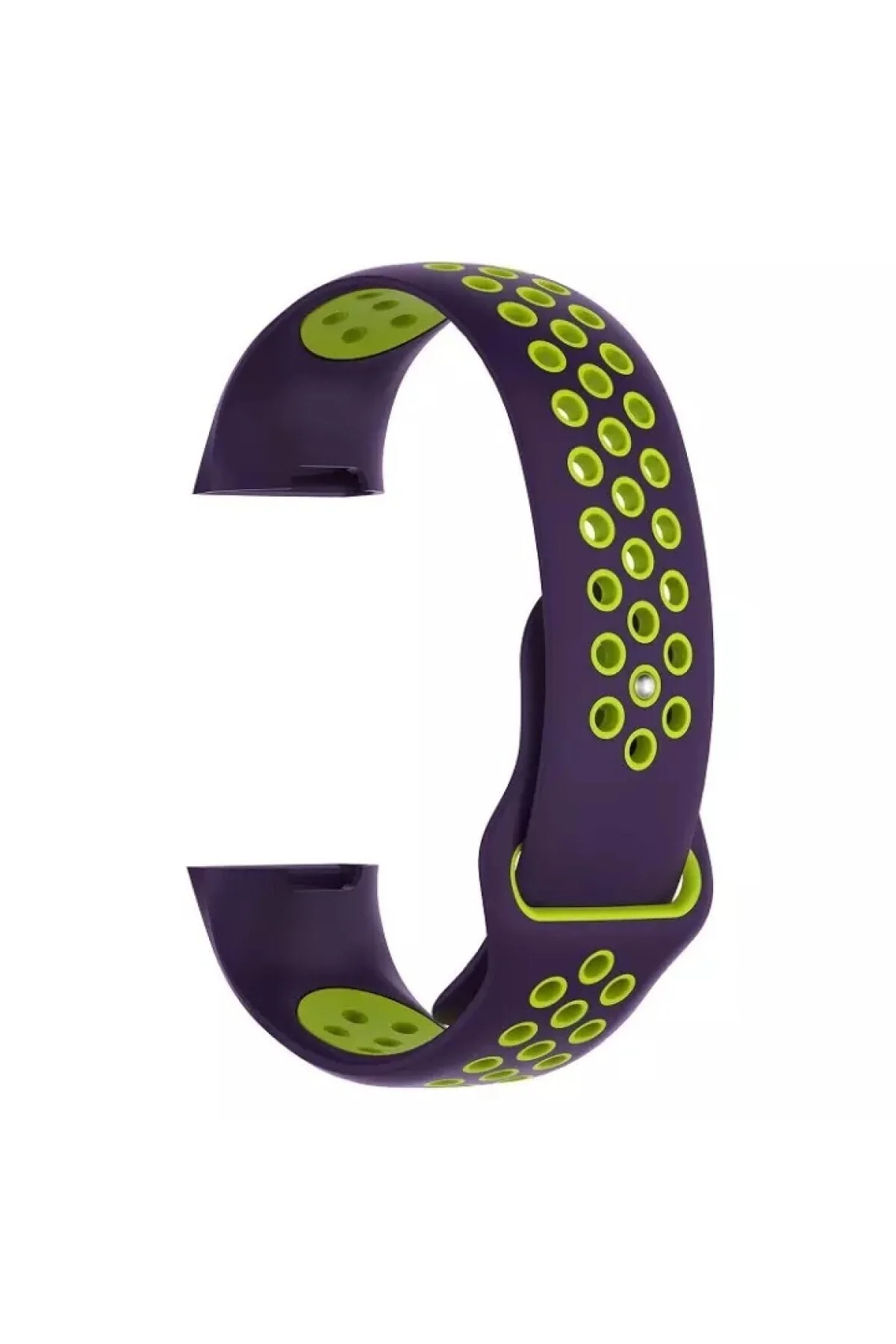 Fitbit Charge 4 Için Large Beden(l Sıze) Delikli Silikon Kordon Mor Yeşil
