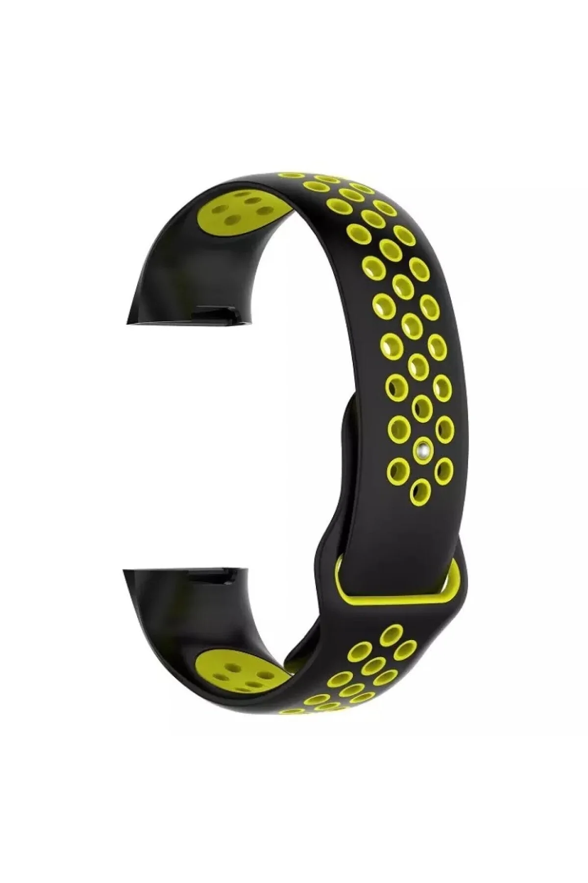Fitbit Charge 3 Için Large Beden(l Sıze) Delikli Silikon Kordon Siyah Sarı