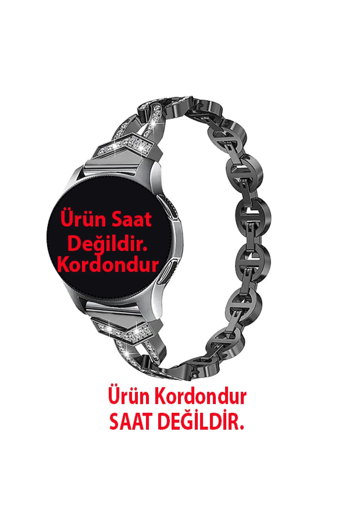 Samsung Galaxy Watch 46 Mm R800 Için Pırlanta Görünümlü Taşlı Zincir Kordon Rose - Markacase Görsel 2