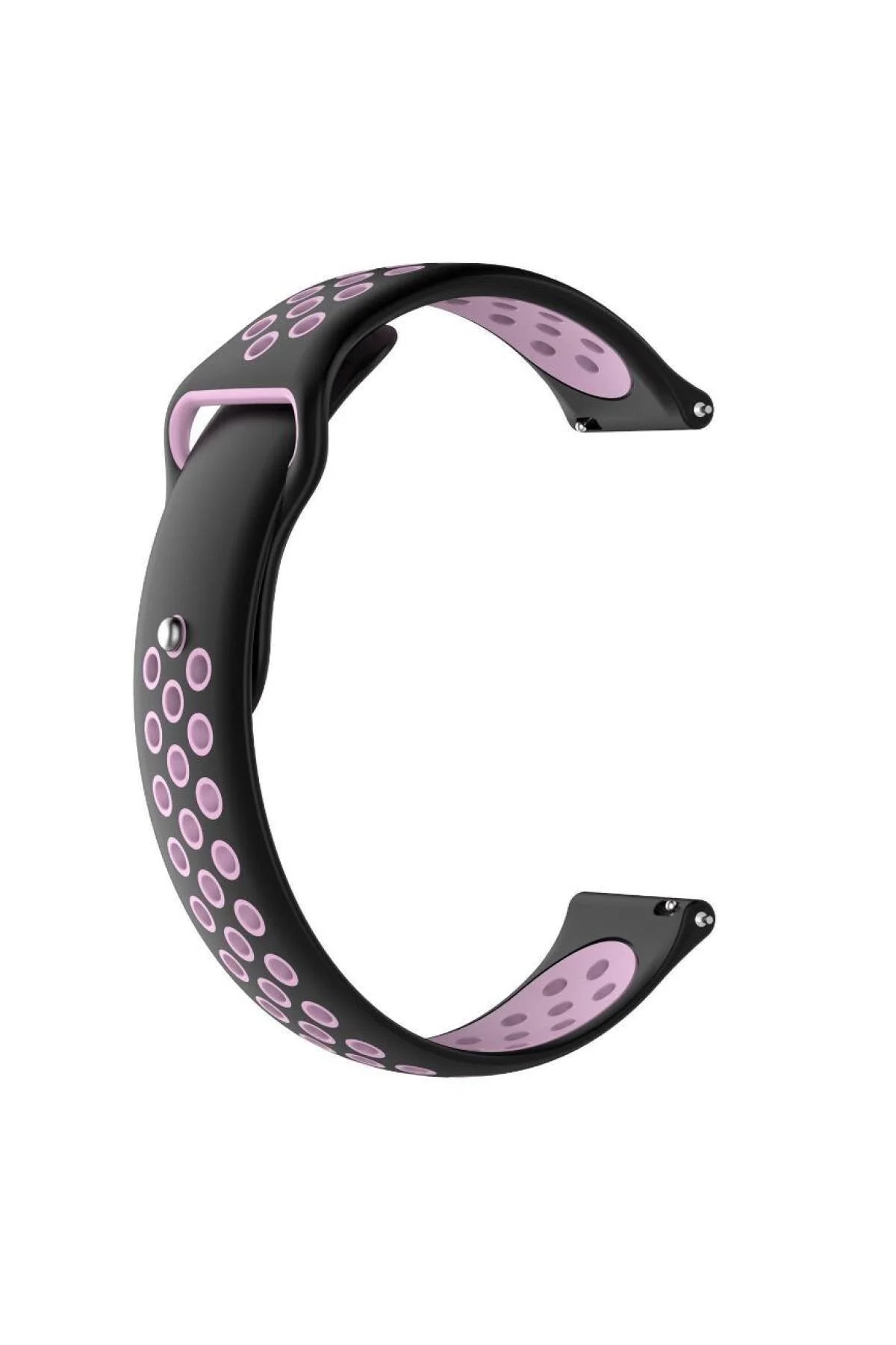 Samsung Galaxy Watch 4 Classic 42 Mm R880 Için Delikli Spor Kordon Siyah Pembe