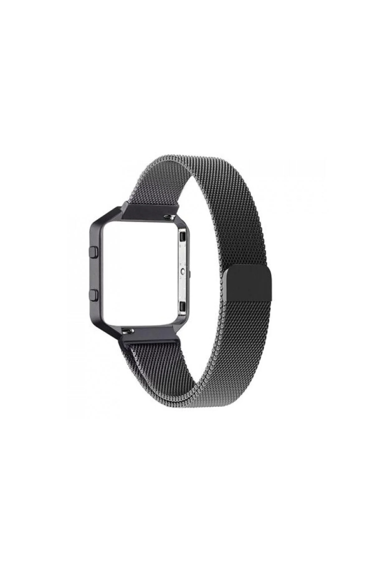 Fitbit Blaze Için Metal Mıknatıslı Milanese Kordon Siyah