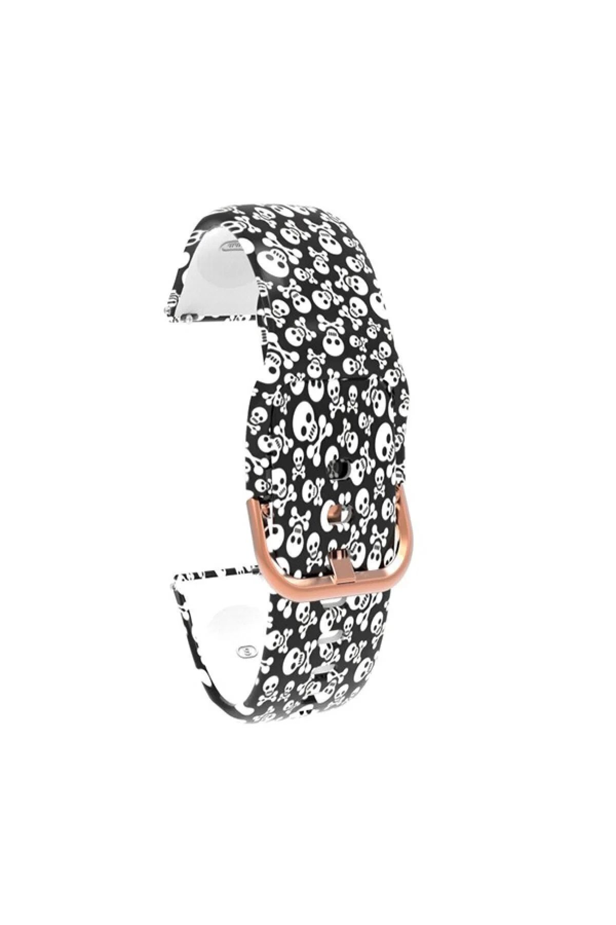 Honor Watch Gs Pro Için Desenli Silikon Kordon Beyaz Kurukafa