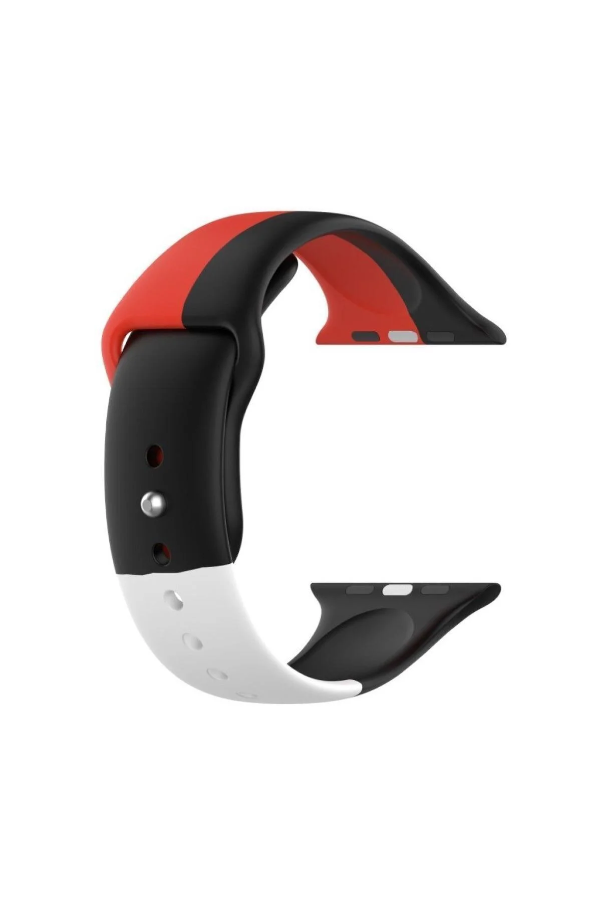 Apple Watch Seri 456 44 Mm Için Small(s Sıze) Üç Renkli Silikon Kordon Kırmızı-siyah-beyaz
