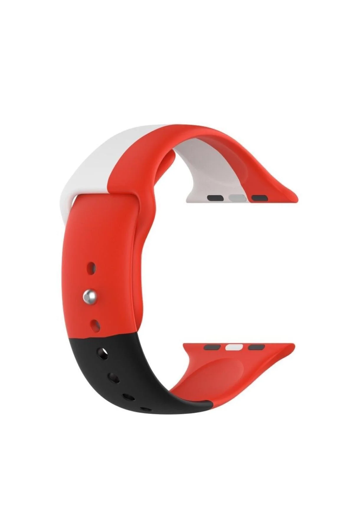 Apple Watch Seri 123 42 Mm Için Small(s Sıze) Üçrenkli Silikon Kordon Kırmızı-beyaz-siyah