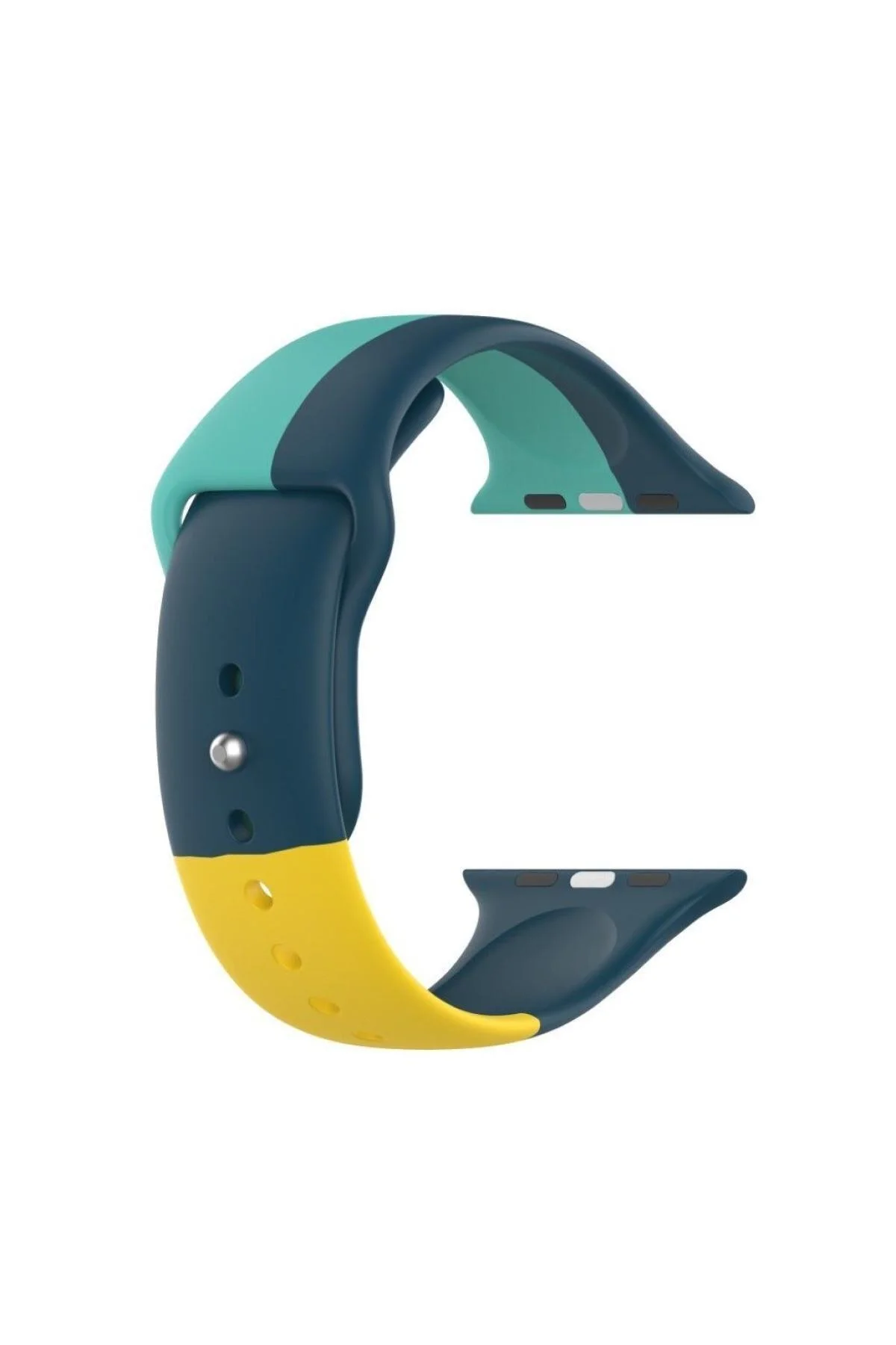 Apple Watch Seri 123 42 Mm Için Small(s Sıze) Üçrenkli Silikon Kordon Lacivert-yeşil-sarı