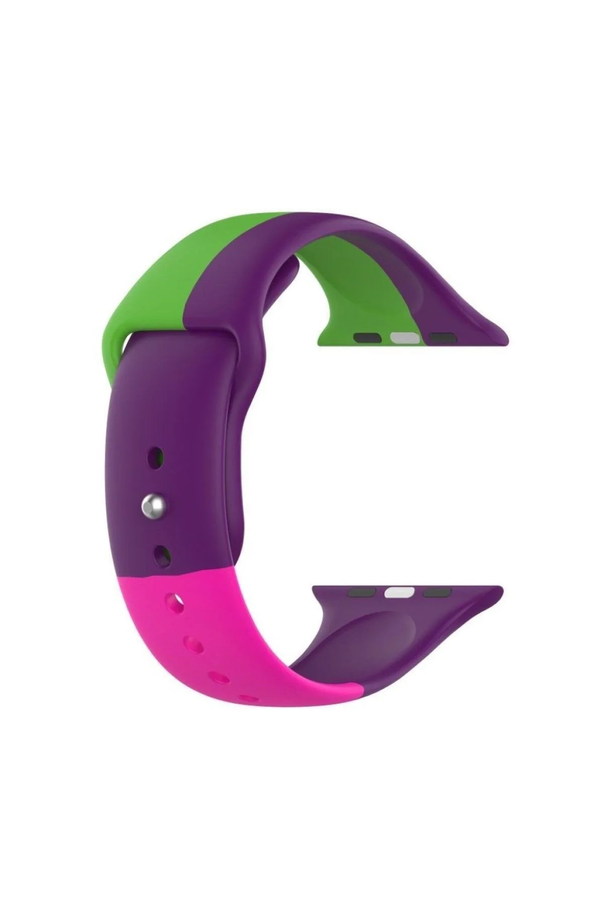 Apple Watch Seri 123 42 Mm Için Small(s Sıze) Üç Renkli Silikon Kordon Yeşil-mor-pembe