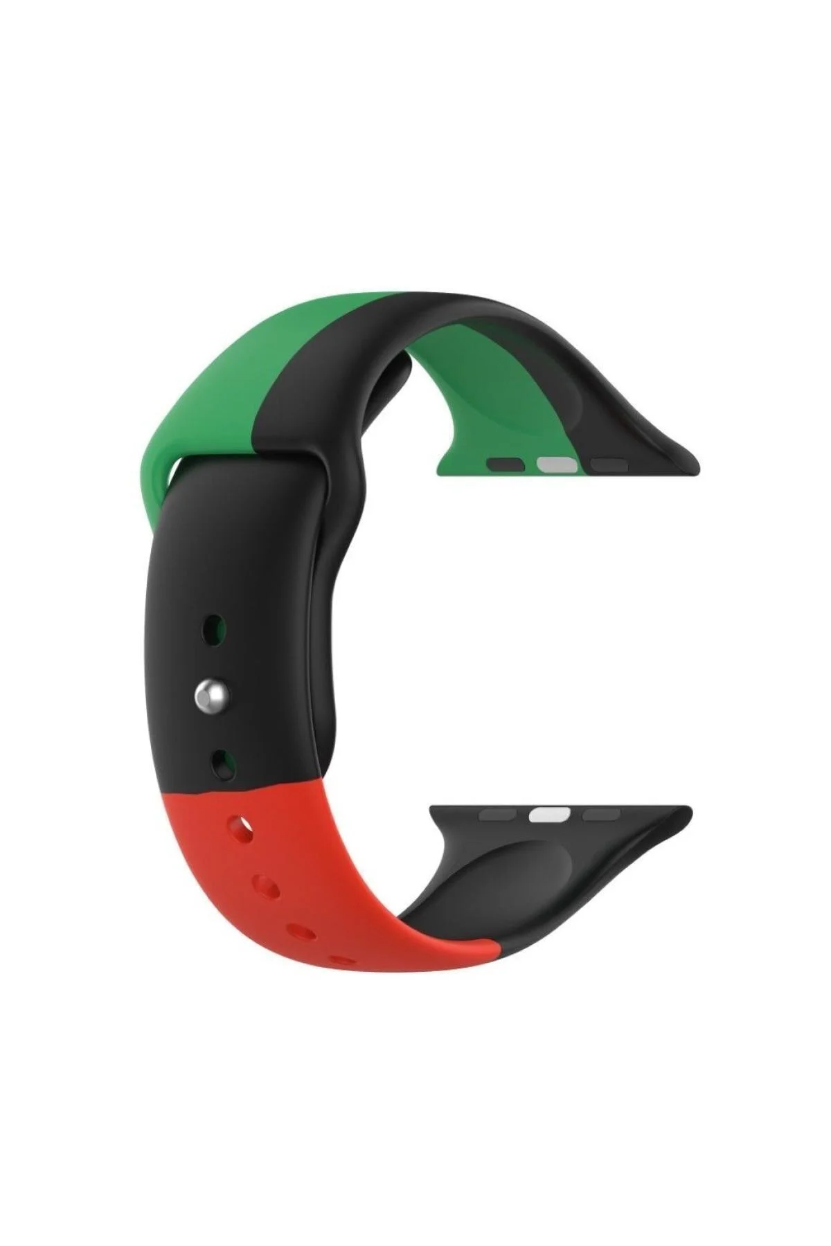 Apple Watch Seri 123 42 Mm Için Small(s Sıze) Üç Renkli Silikon Kordon Yeşil-siyah-kırmızı