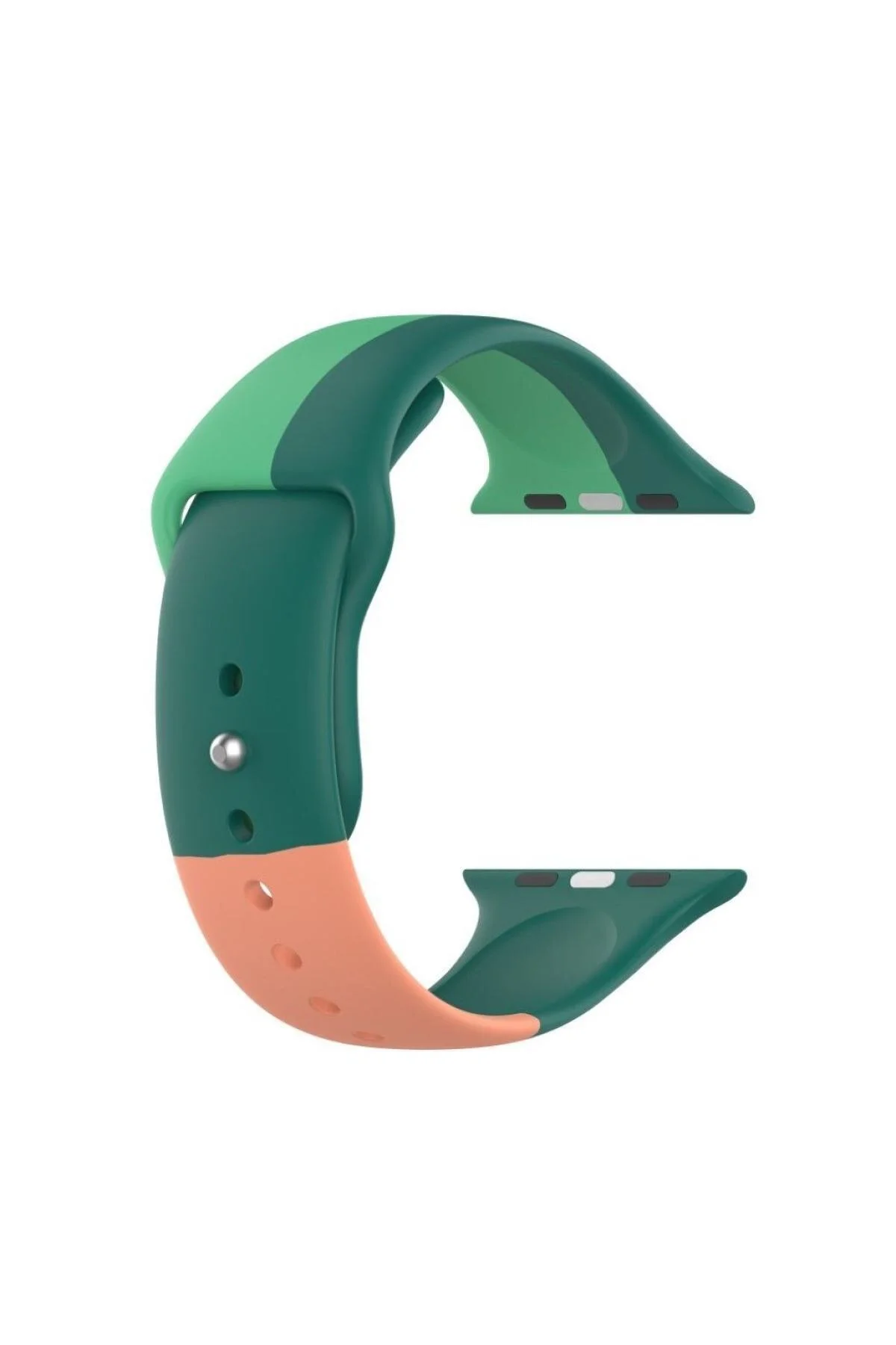 Apple Watch Seri 123 42 Mm Için Small(s Sıze) Üç Renkli Silikon Kordon Yeşil-somon