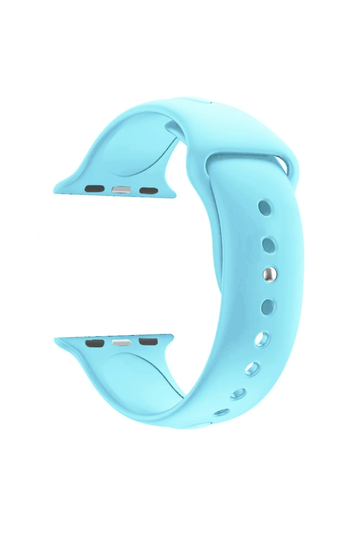 Apple Watch Seri 4 5 6 Için 44 Mm Small Beden(s/m Size) Silikon Kordon(54 Renk) Açık Mavi