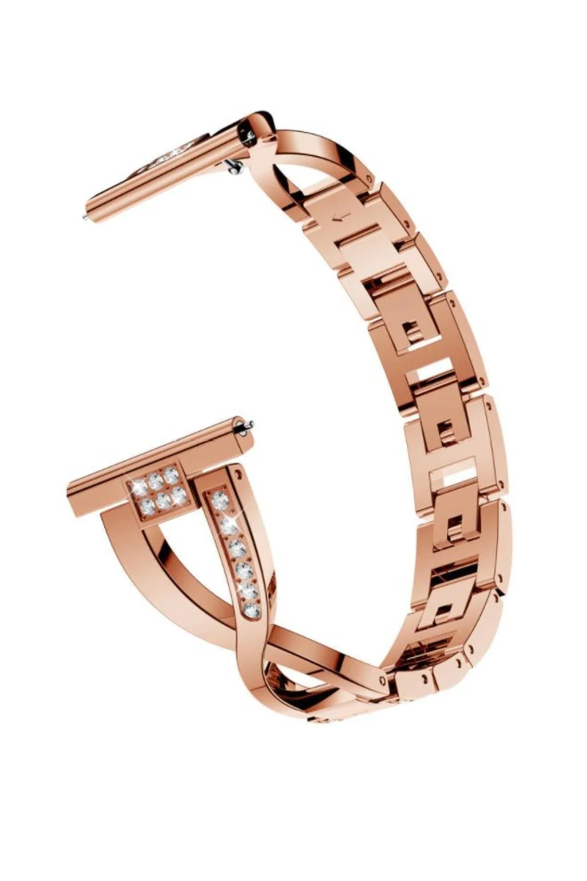 Huawei Watch Gt - Gt 2 46 - Gt 2 46 Pro Için Pırlanta Görünümlü Fantezi Bileklik Rose Gold