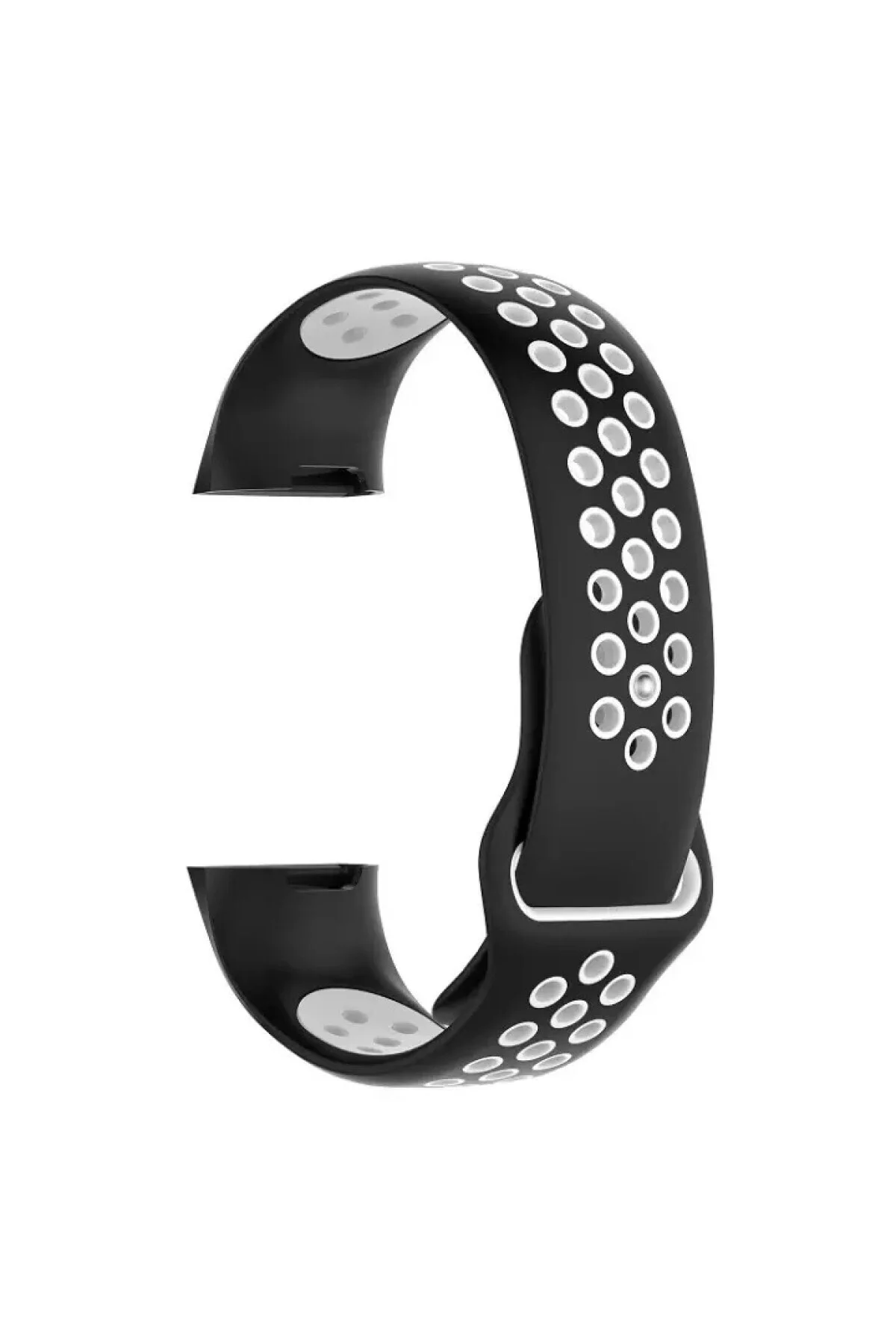 Fitbit Charge 3 Uyumlu Small Beden Delikli Silikon Kordon Siyah Beyaz