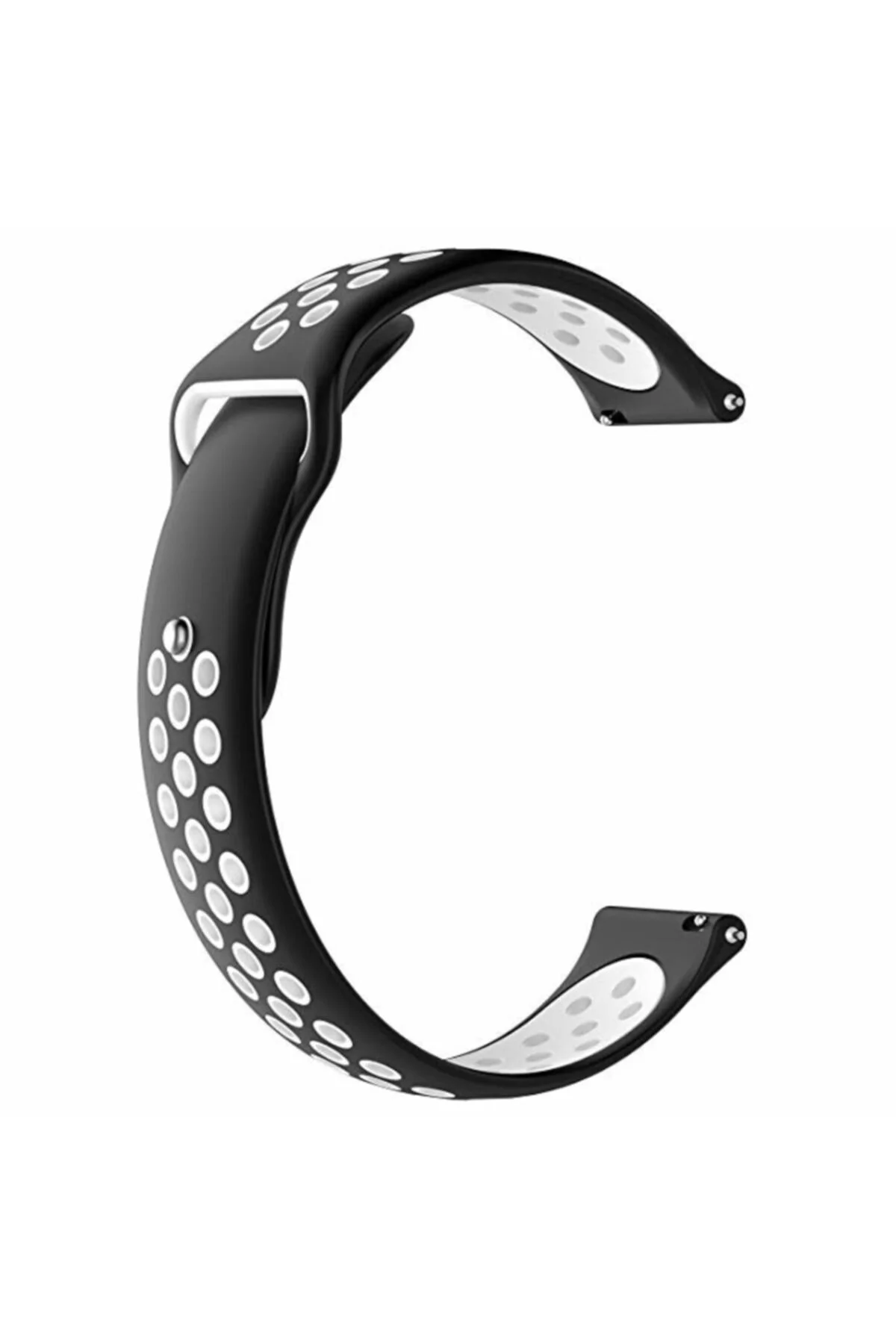 Honor Watch Gs Pro Için Delikli Silikon Kordon Kayış Siyah Beyaz