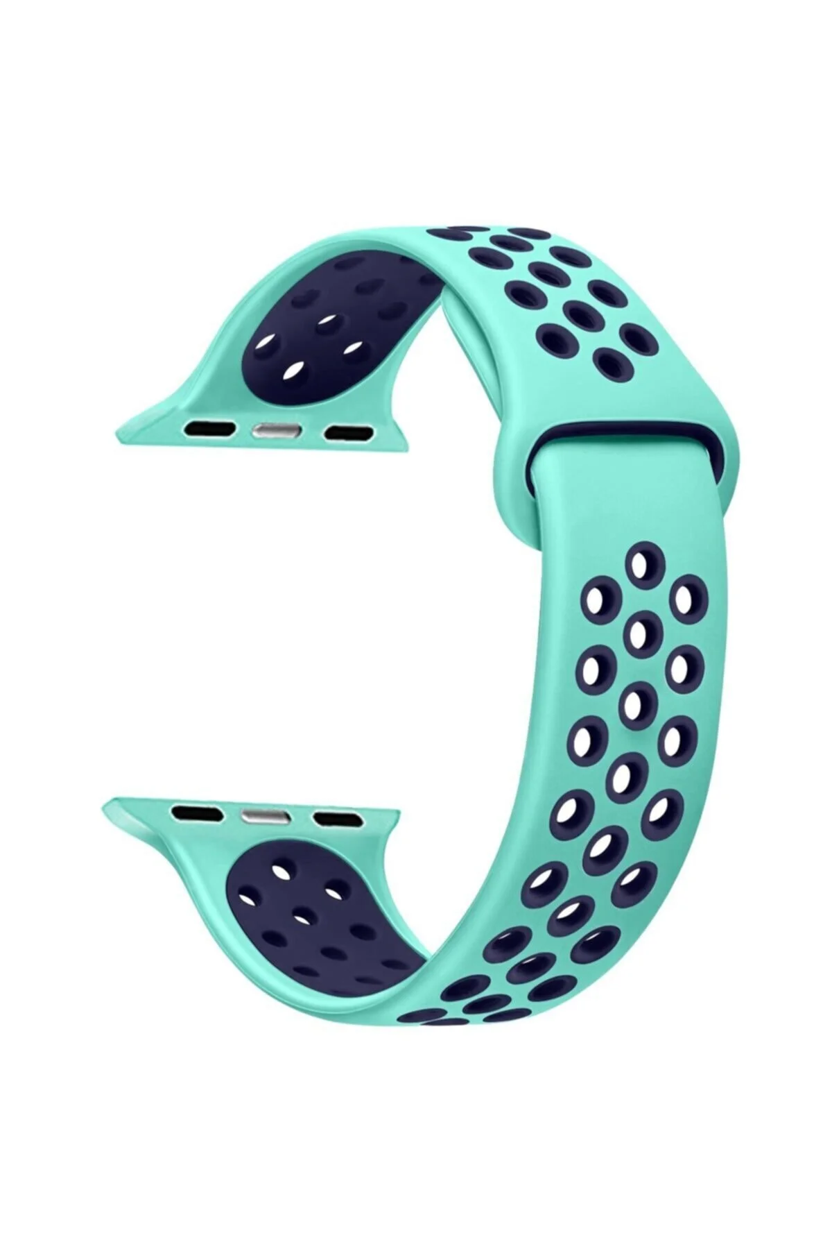 Apple Watch Seri 1 2 3 38 Mm Için Turkuaz Mavi Small Beden(s/m Sıze) Delikli Silikon Kordon