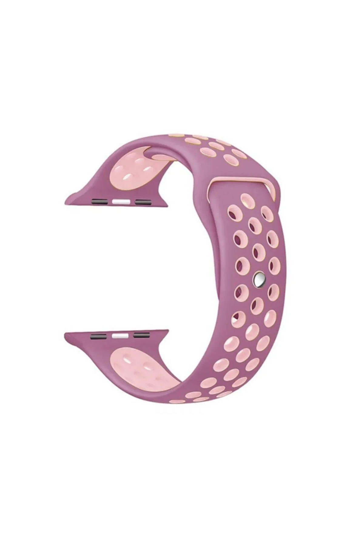 Apple Watch Uyumlu Seri 1 2 3 38 Mm Için Lila Pembe Small Beden Delikli Silikon Kordon