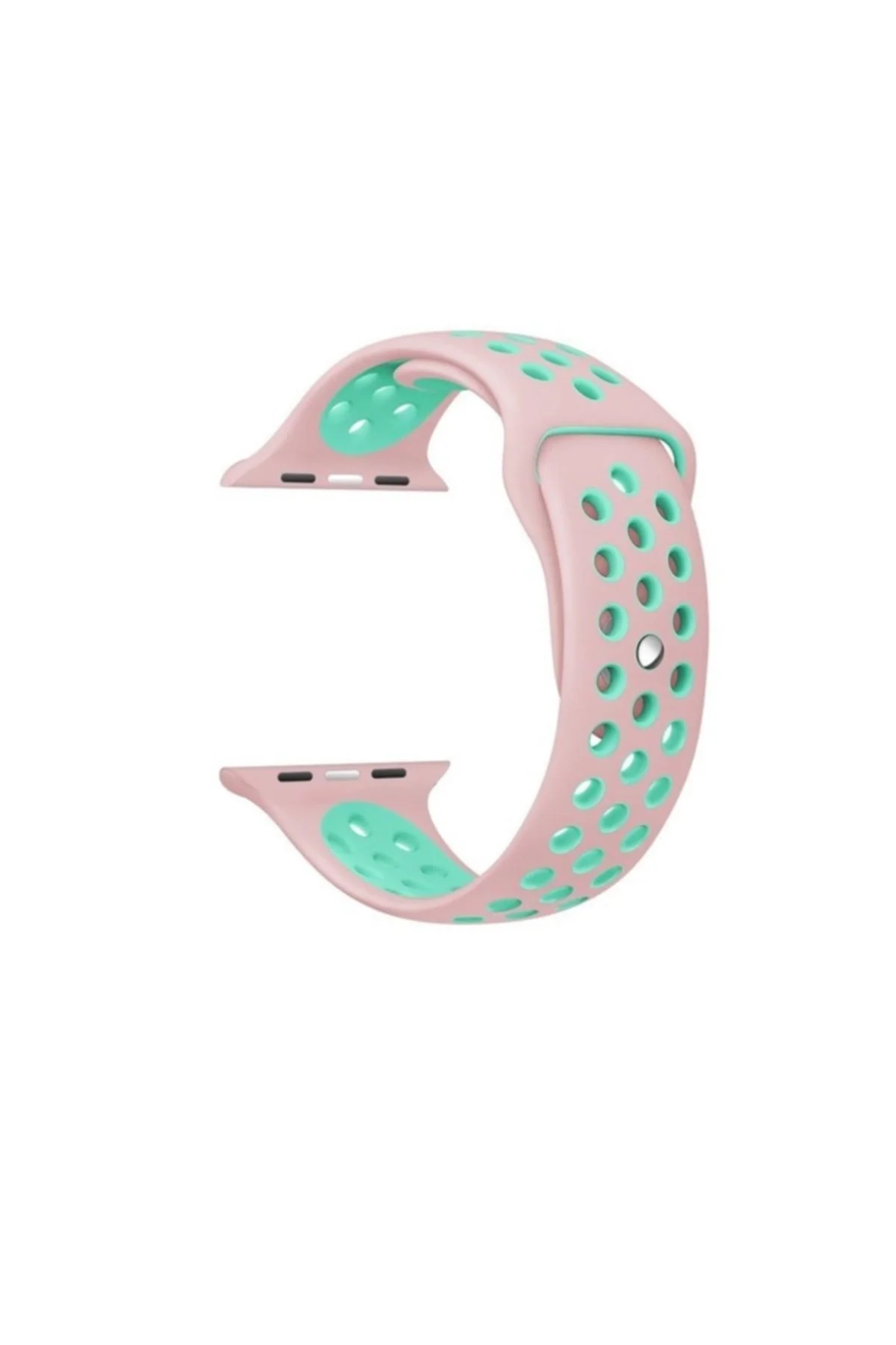 Apple Watch Seri 1 2 3 38 Mm Için Pembe Turkuaz Small Beden(s/m Sıze) Delikli Silikon Kordon