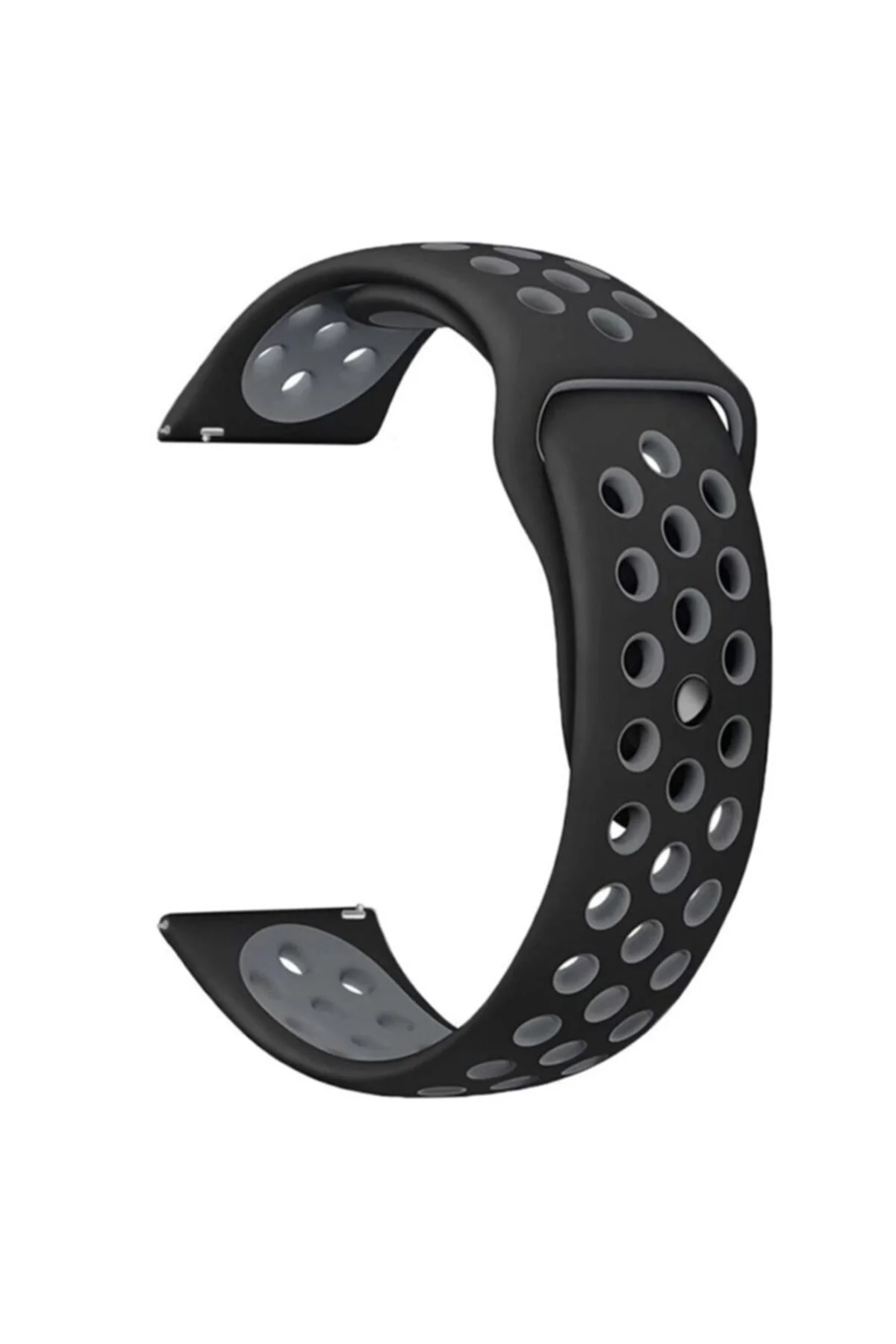 Garmin Vivoactive 3 Uyumlu Delikli Spor Silikon Kordon Siyah Gri