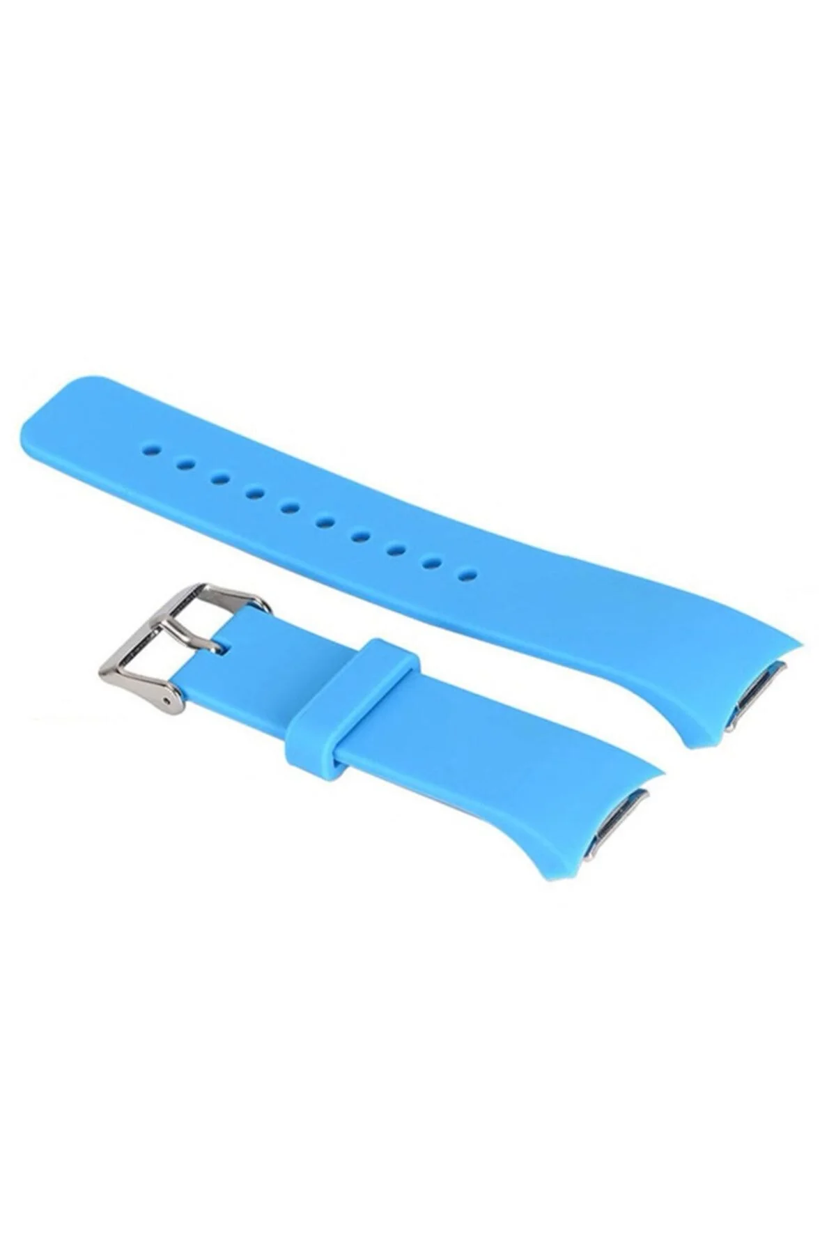 Samsung Ile Uyumlu Gear Fit 2 R360 Için Adaptörlü Silikon Kordon Mavi