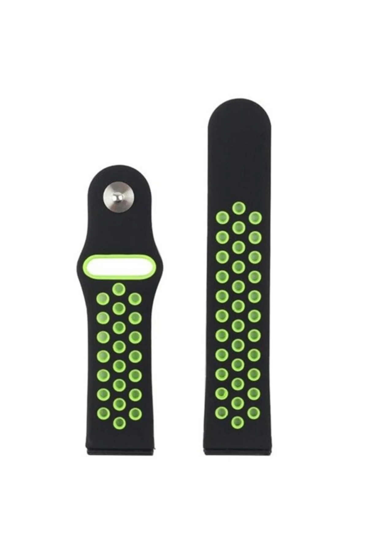 Amazfit Gtr 47 Mm Lite Için Delikli Silikon Kordon Kayış Siyah Yeşil